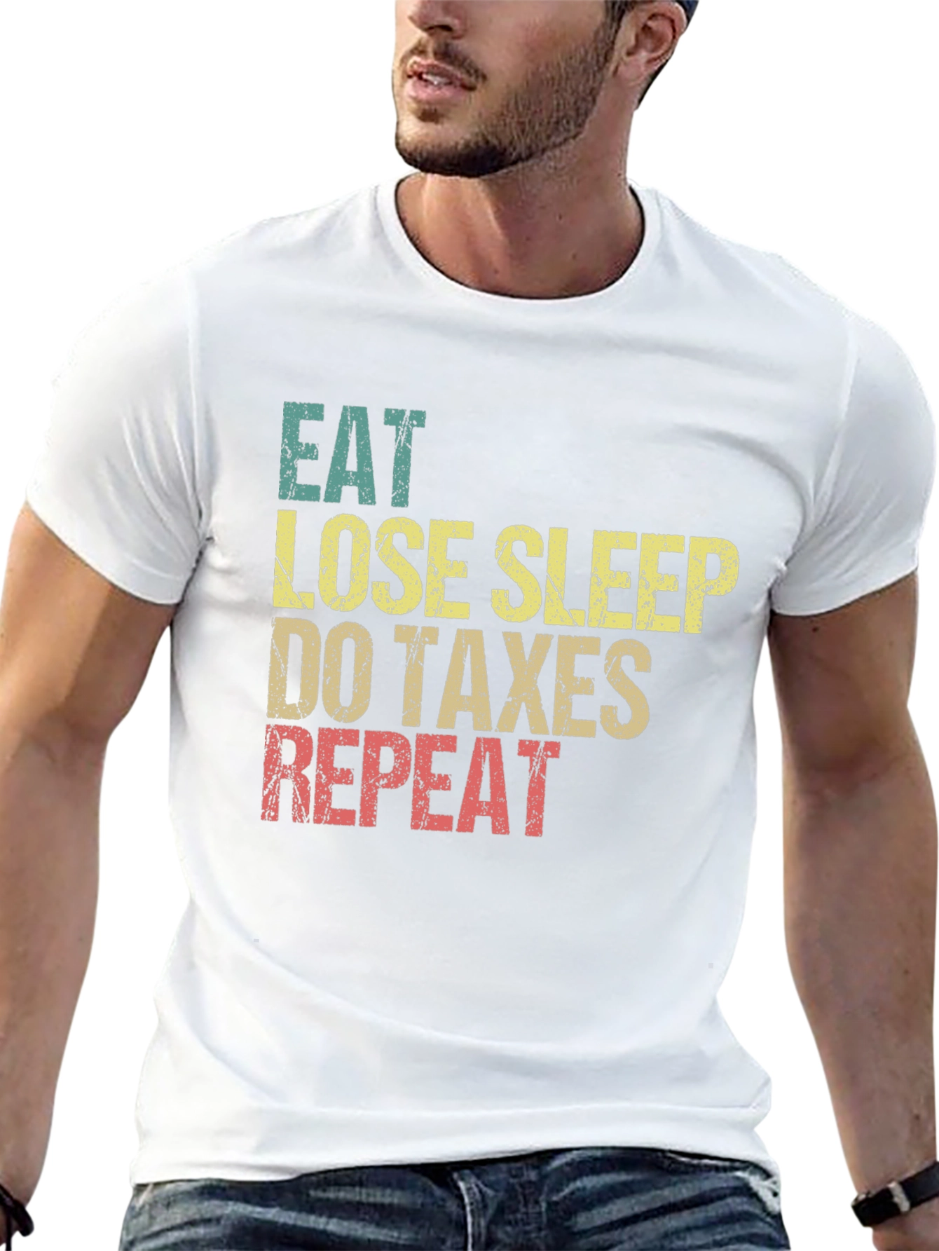 Eat Lose Sleep Do Taxes Repeat Graphic Tee