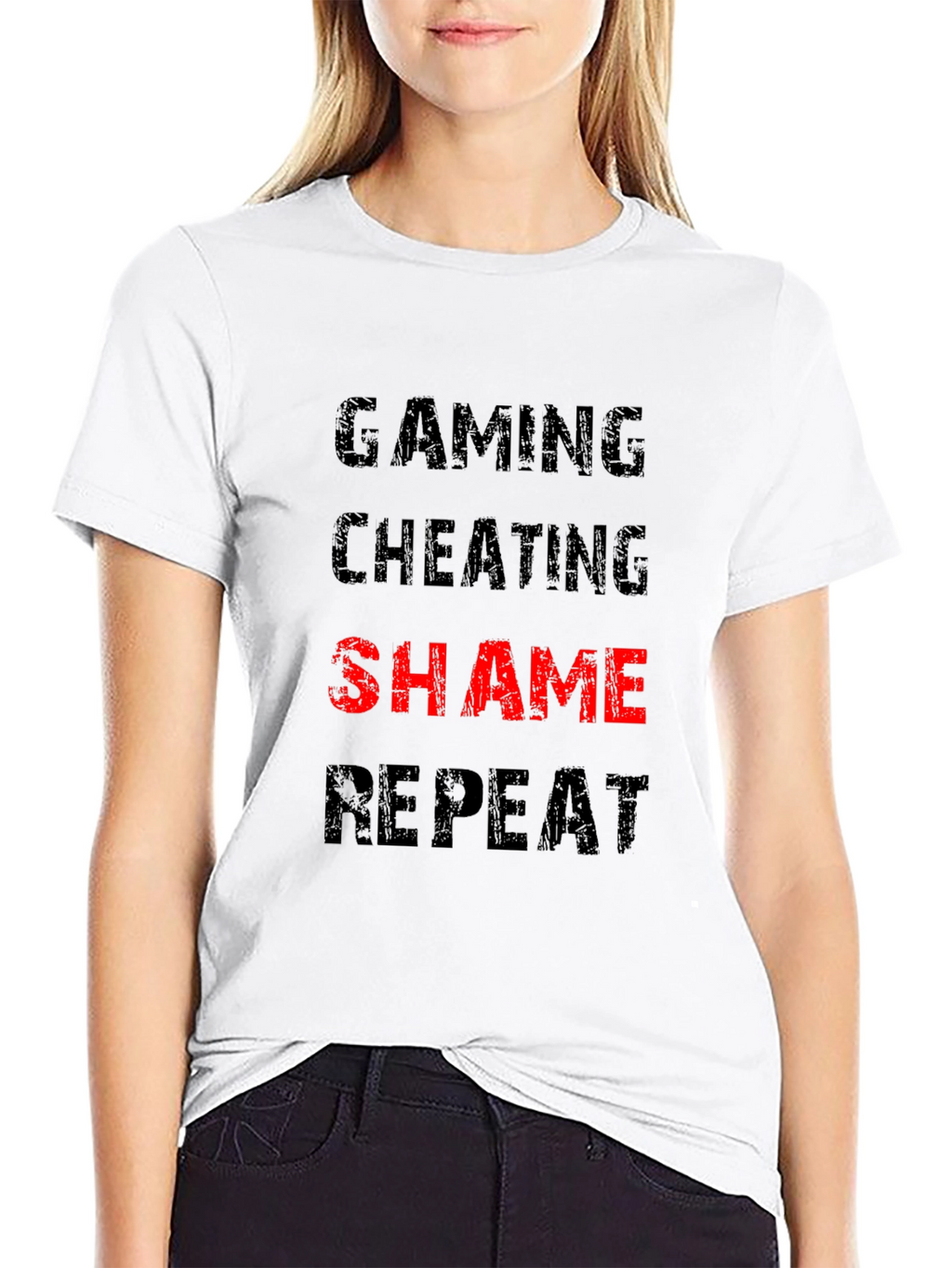 Gaming Cheating Shame Repeat Black T-Shirt