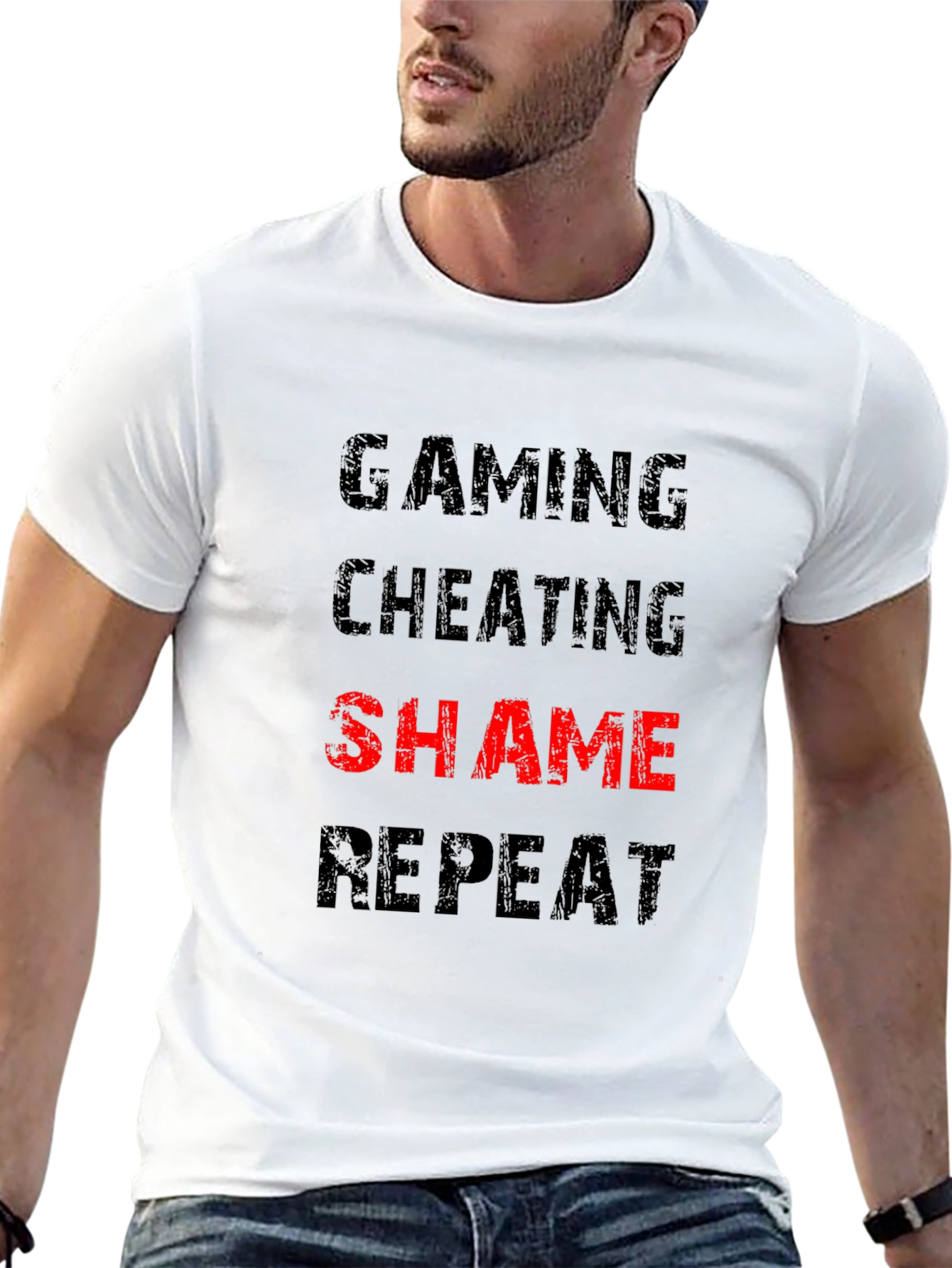 Gaming Cheating Shame Repeat Black T-Shirt