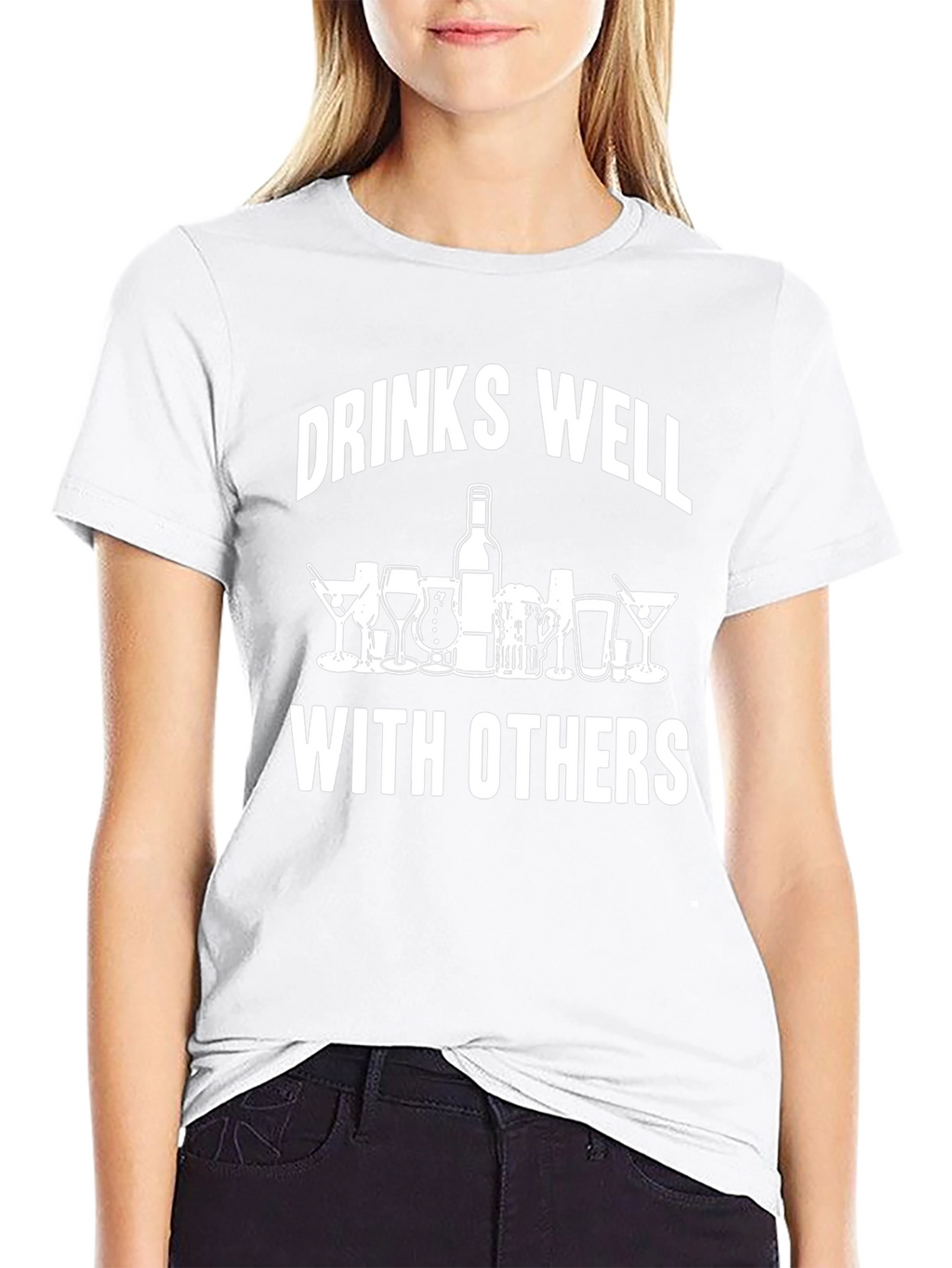 Drinks Well With Others Funny Drinking T-Shirt