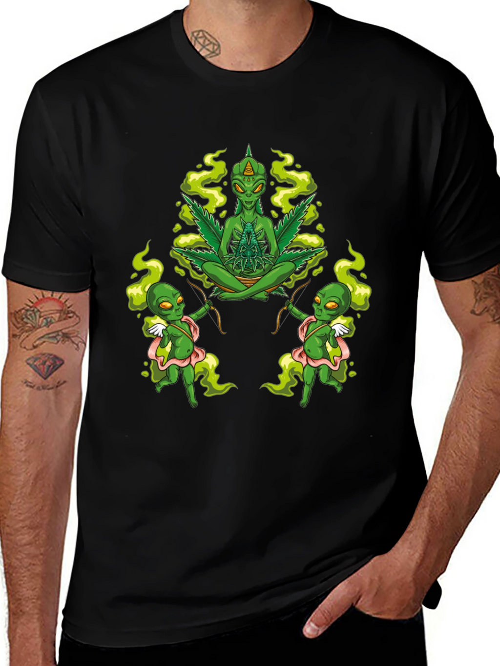Alien Marijuana Graphic T-Shirt
