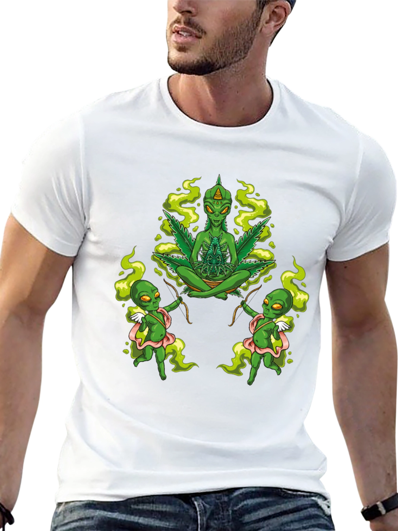 Alien Marijuana Graphic T-Shirt