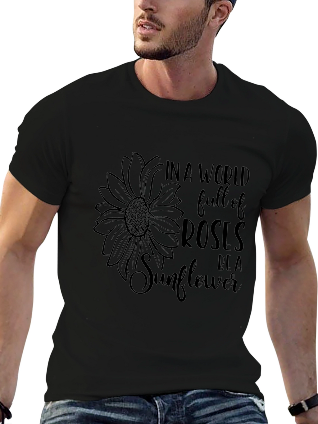 Sunflower Graphic Black T-Shirt - Be a Sunflower