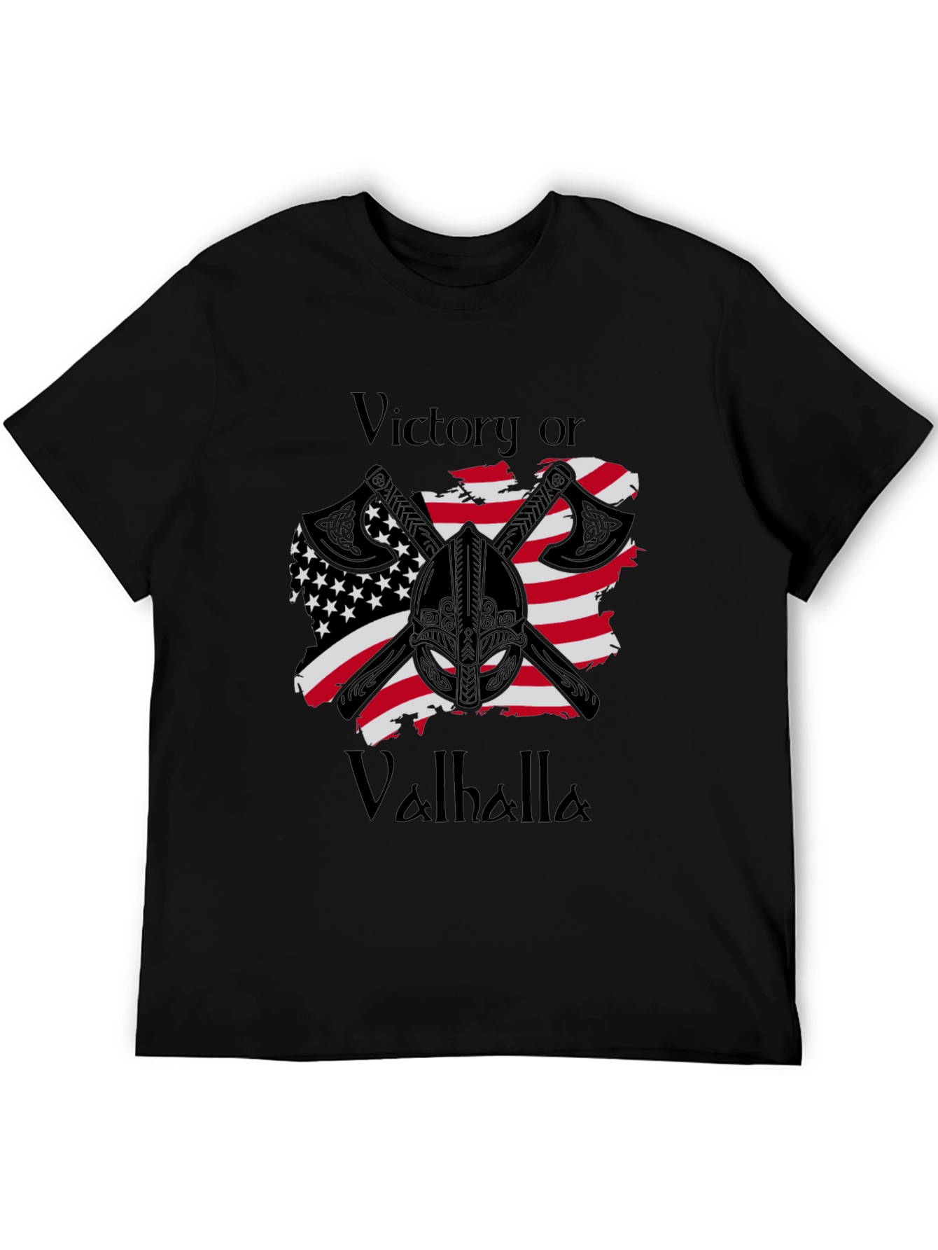Victory or Valhalla Viking USA Flag T-Shirt