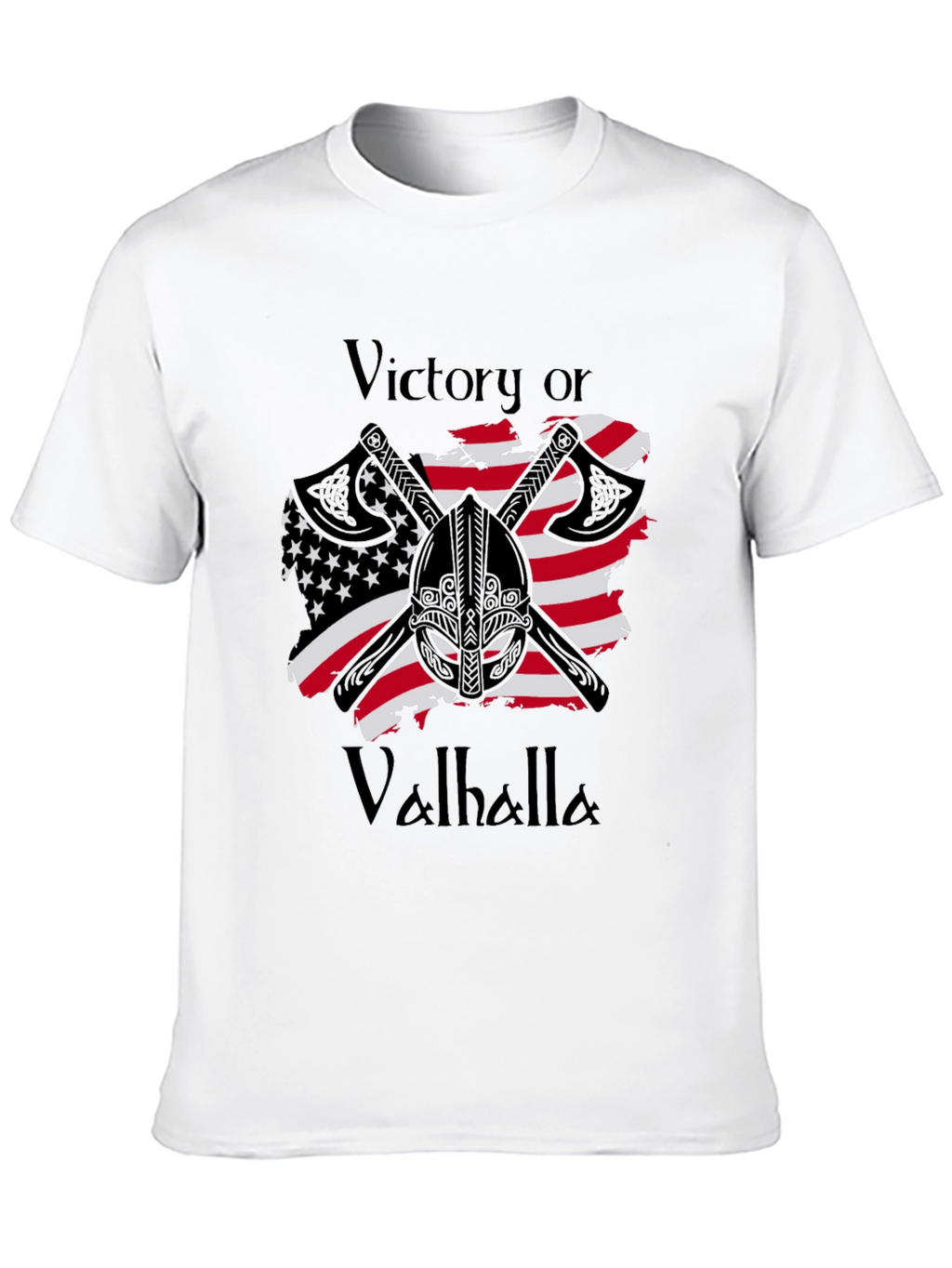 Victory or Valhalla Viking USA Flag T-Shirt