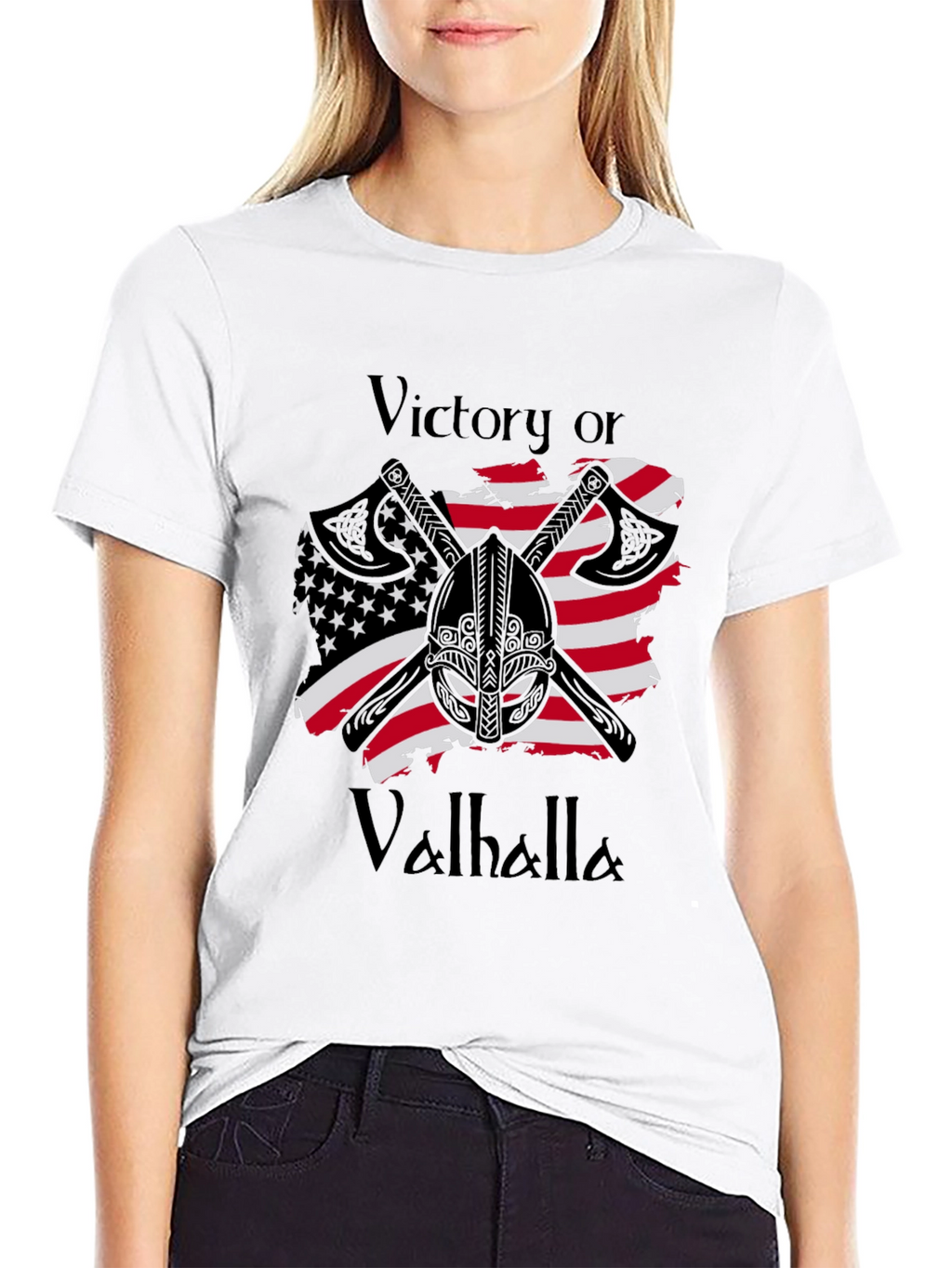 Victory or Valhalla Viking USA Flag T-Shirt