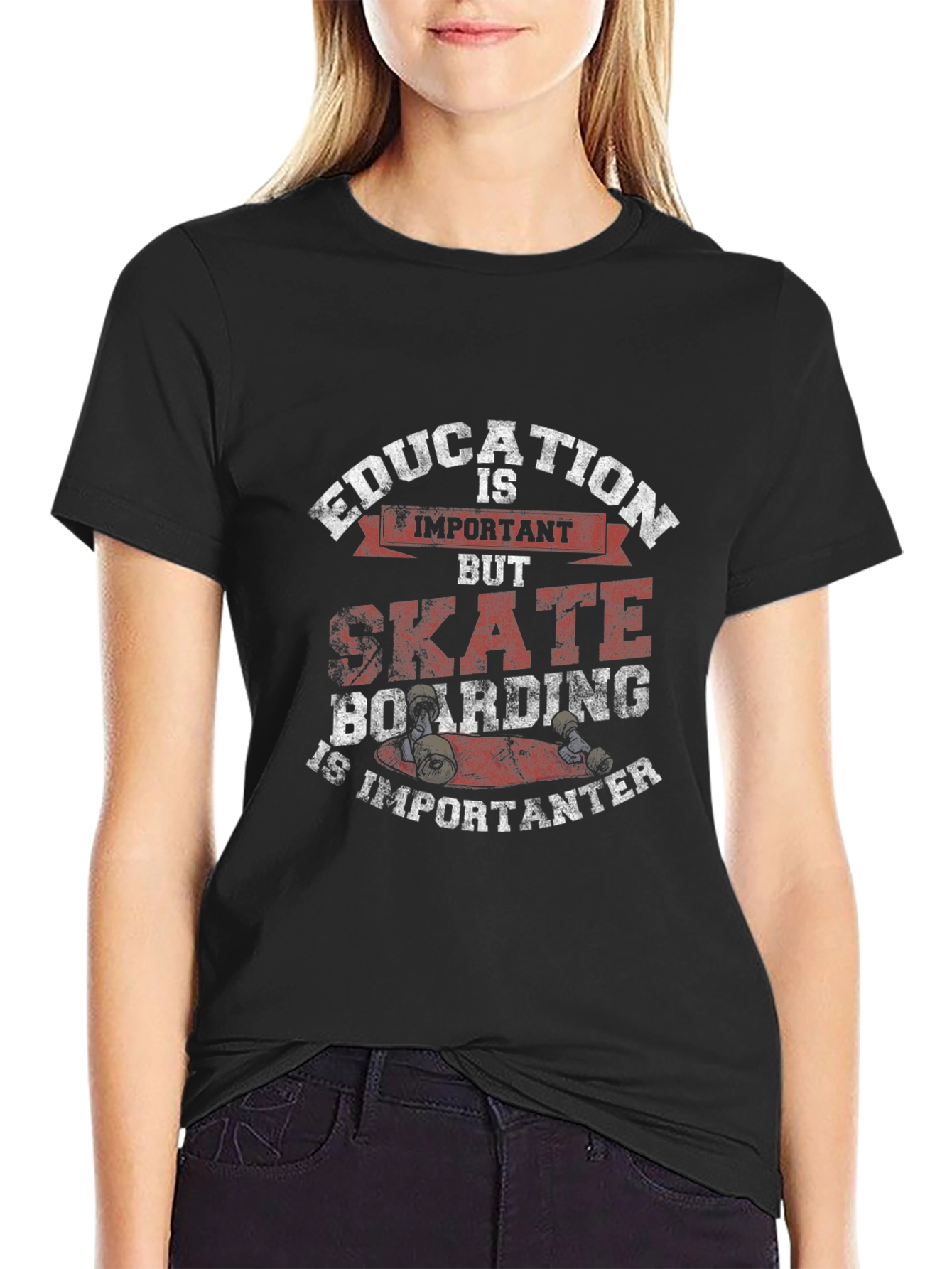 Skateboarding Humor Tee - Education Is Important But...