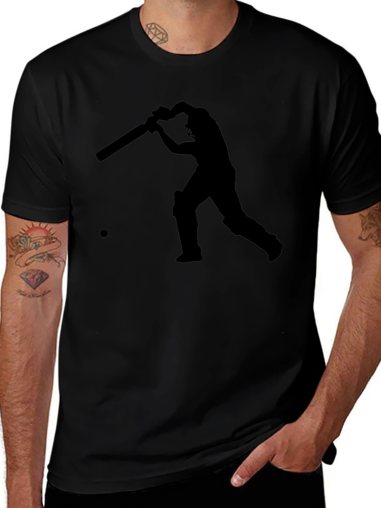 Cricket Player Silhouette Tee