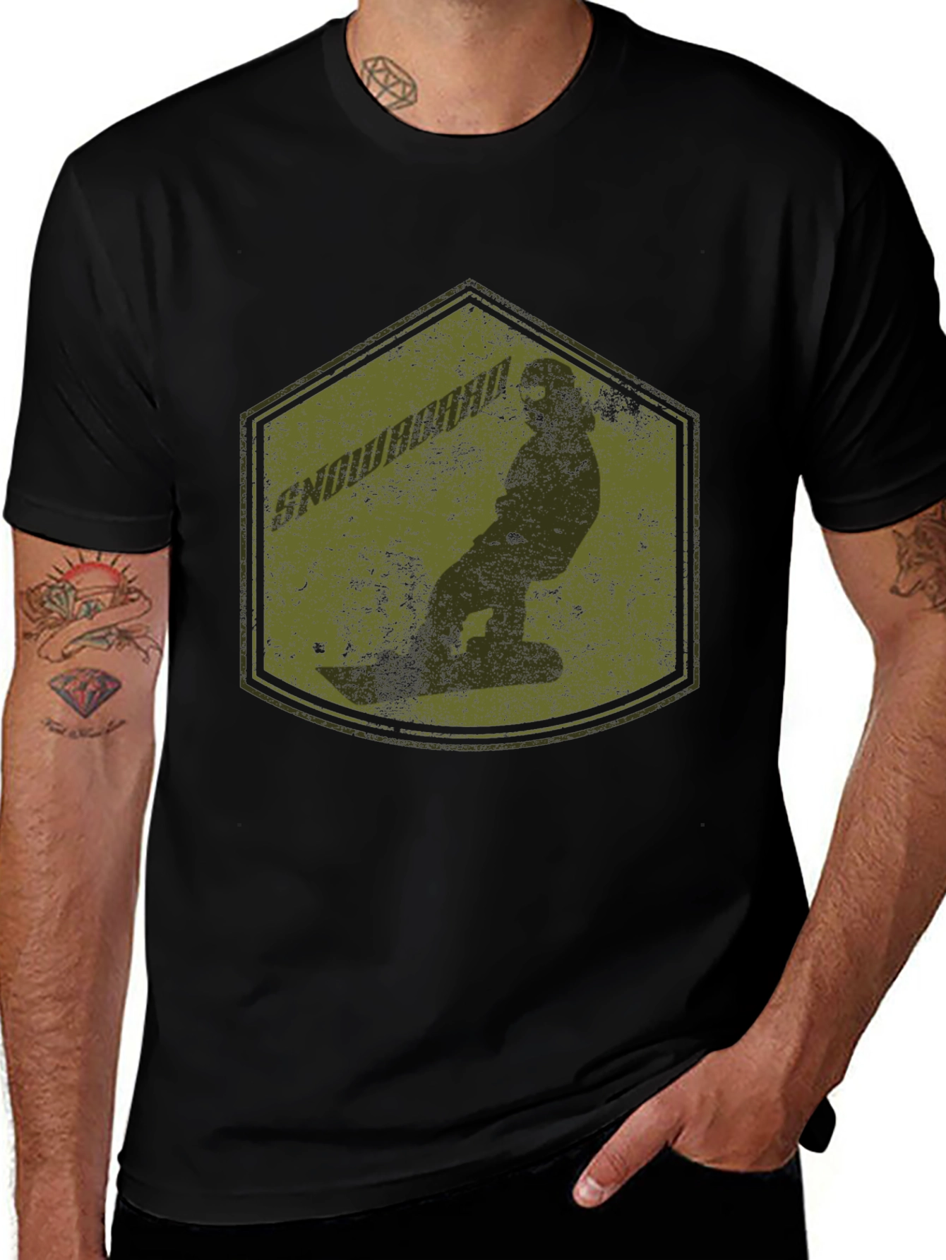 Snowboarder Graphic Tee - Black Casual T-Shirt