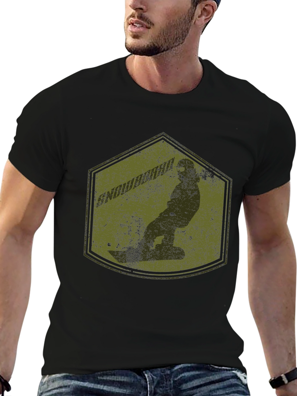 Snowboarder Graphic Tee - Black Casual T-Shirt