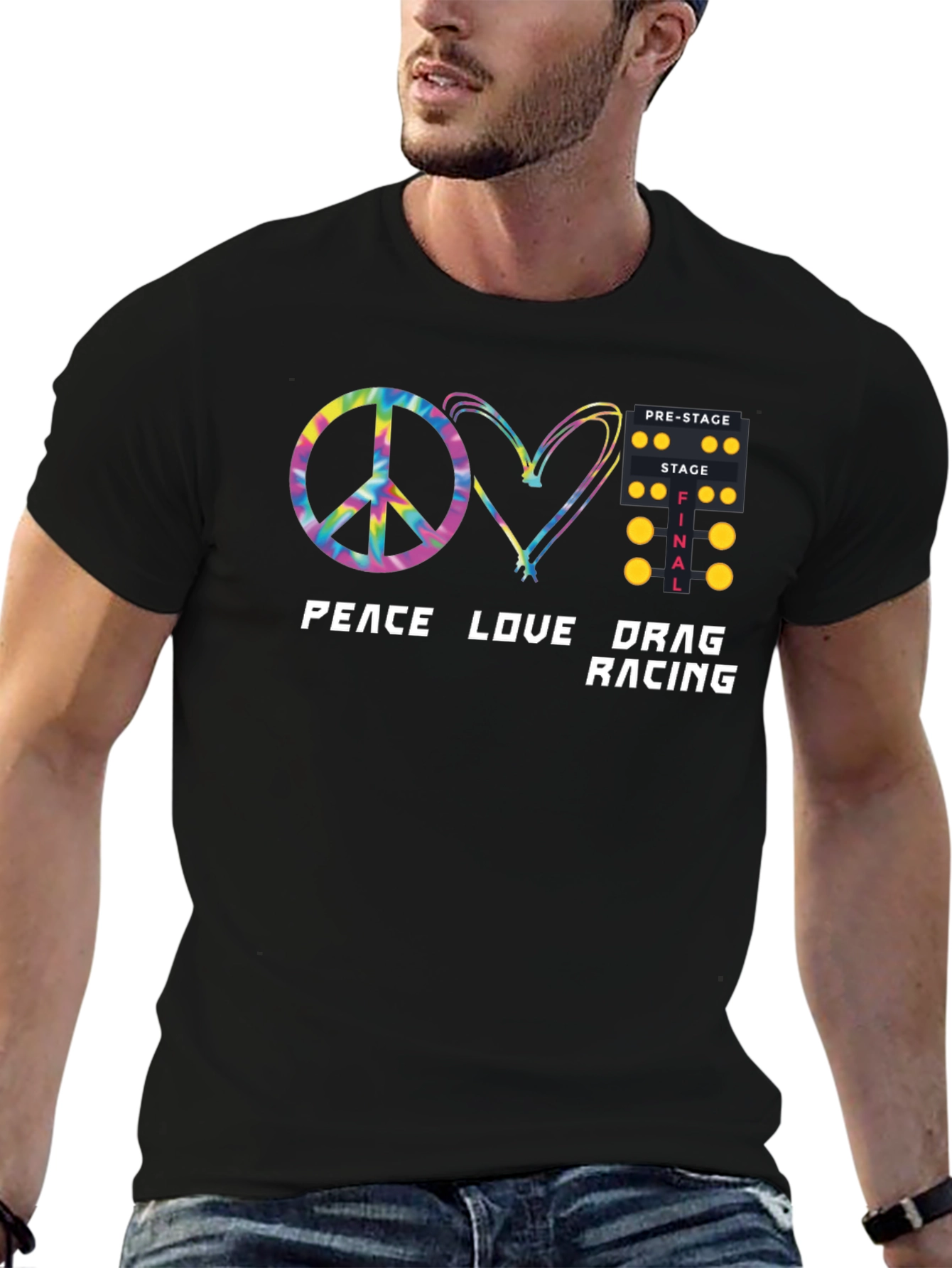 Peace Love Drag Racing T-Shirt - Black