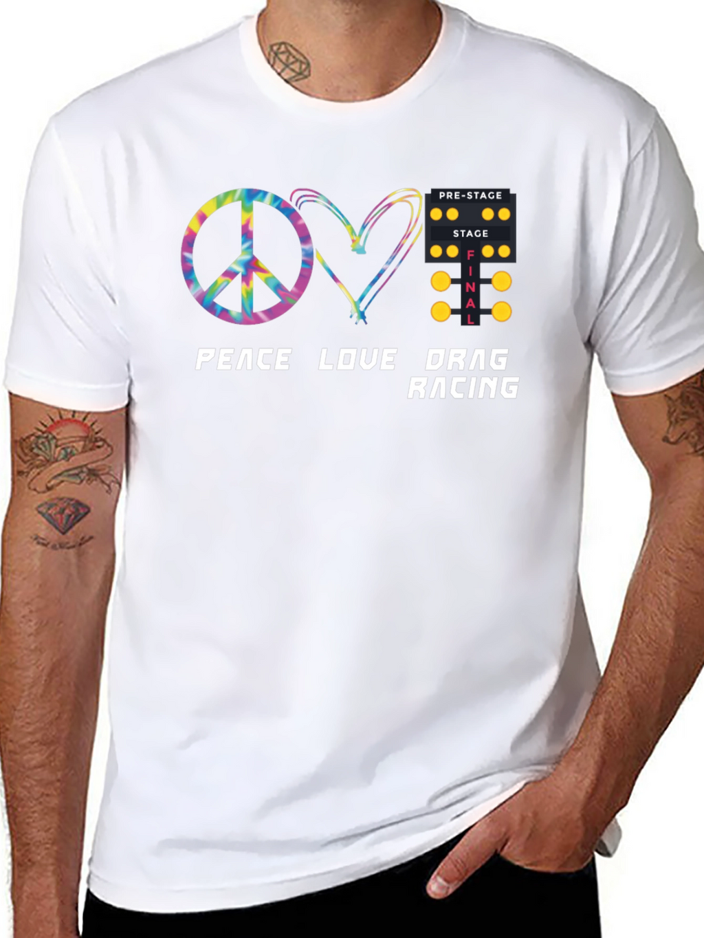 Peace Love Drag Racing T-Shirt - Black