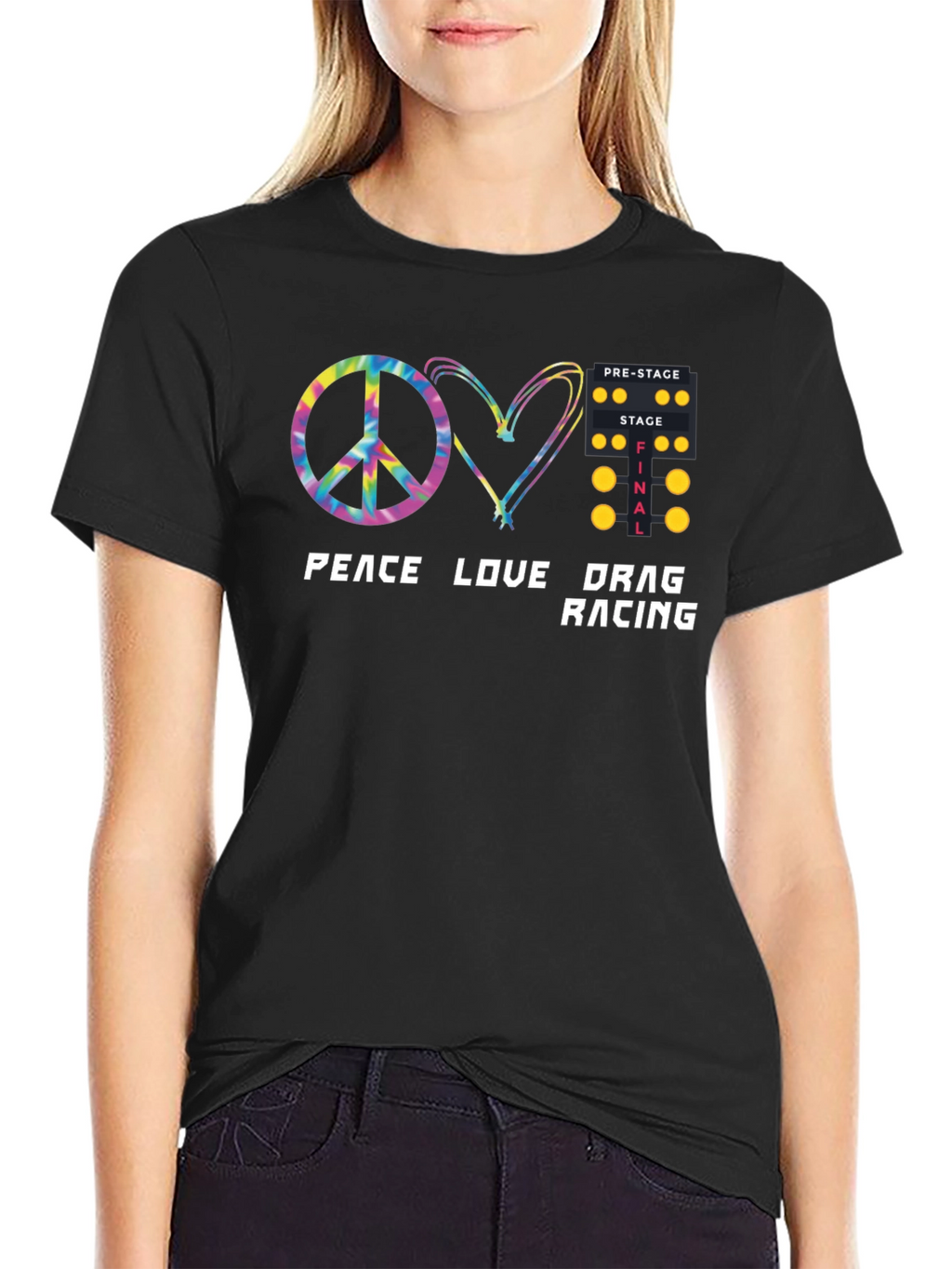 Peace Love Drag Racing T-Shirt - Black