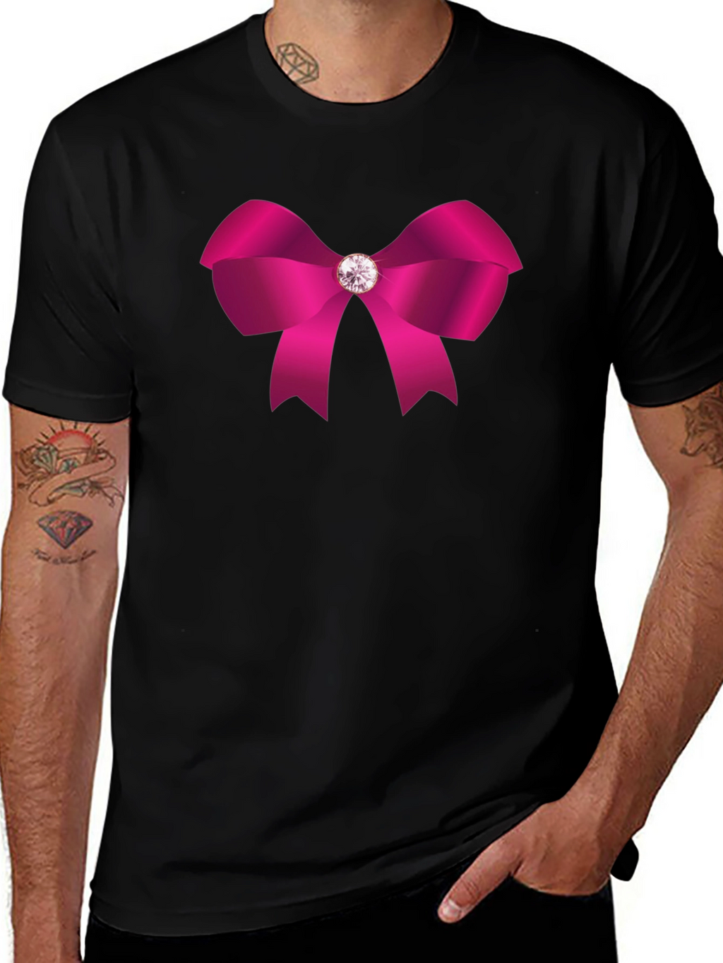 Pink Bow Graphic Tee - Stylish Casual Wear