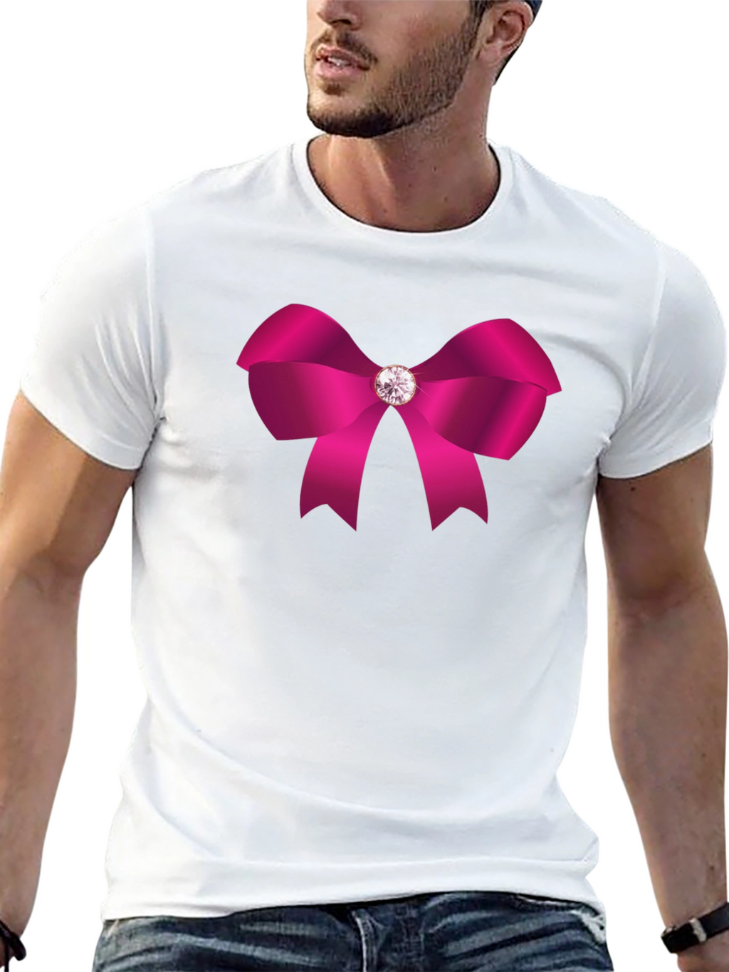 Pink Bow Graphic Tee - Stylish Casual Wear