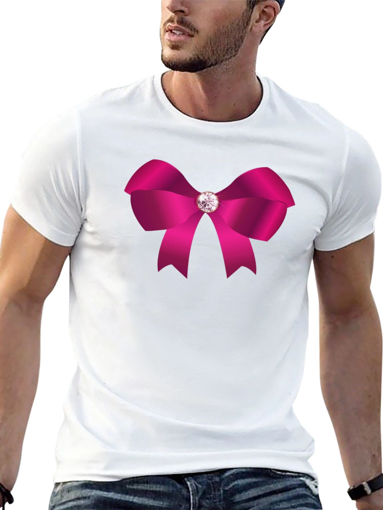 Pink Bow Graphic Tee - Stylish Casual Wear