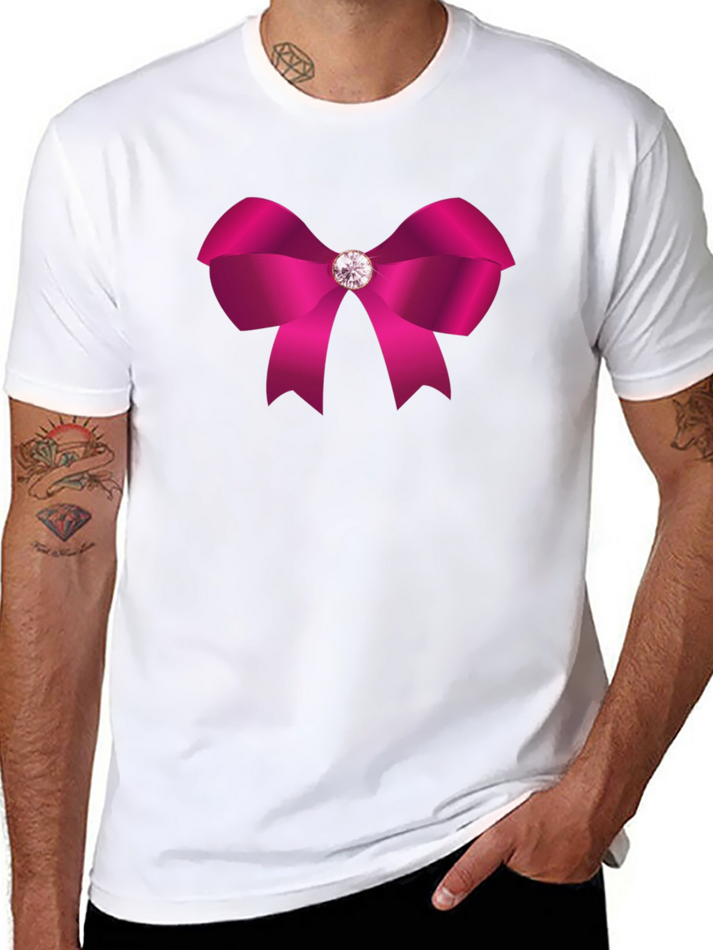 Pink Bow Graphic Tee - Stylish Casual Wear