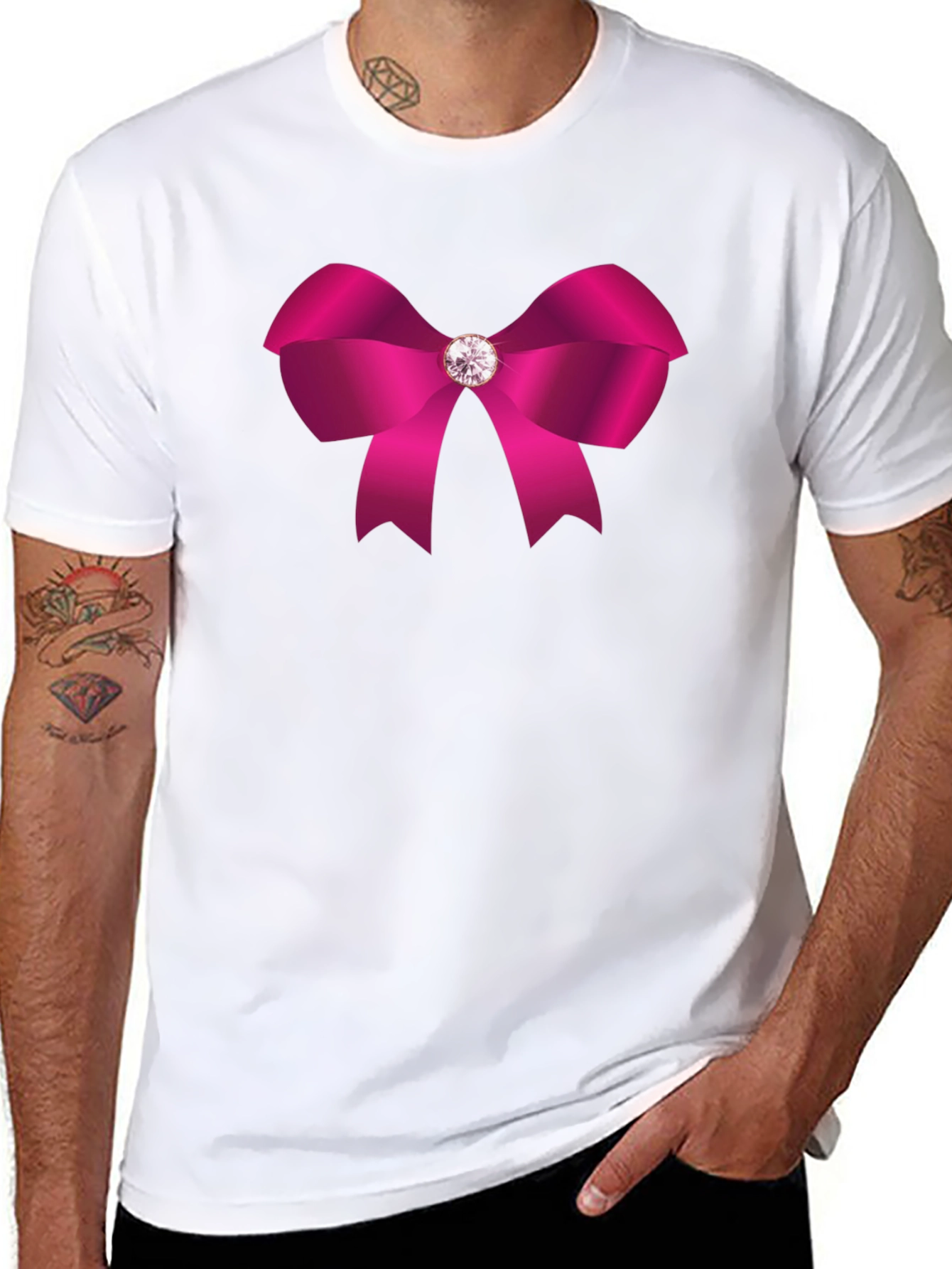 Pink Bow Graphic Tee - Stylish Casual Wear