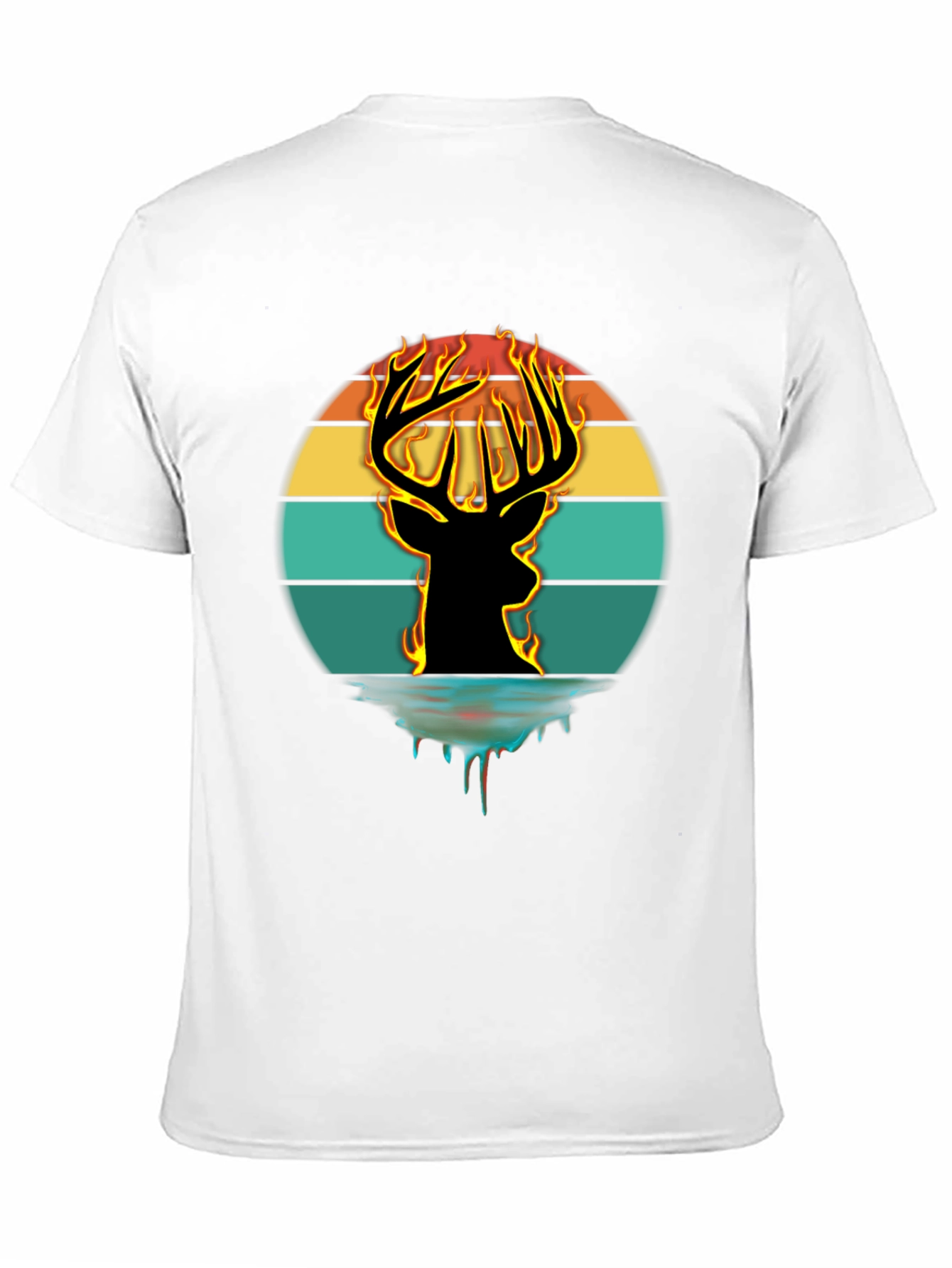Fiery Deer Silhouette Graphic T-Shirt