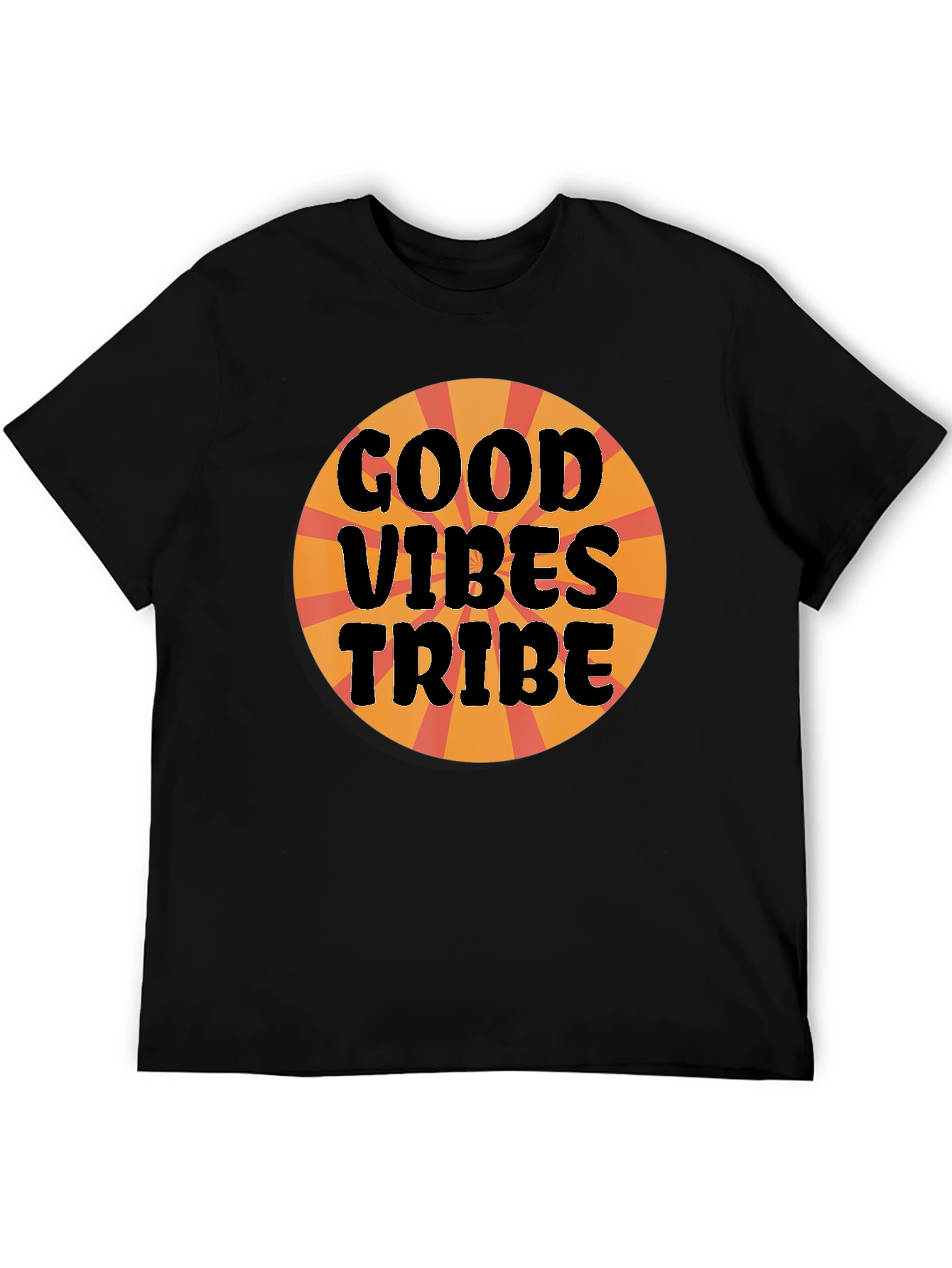 Good Vibes Tribe Graphic Tee - Black Cotton T-Shirt