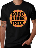 Good Vibes Tribe Graphic Tee - Black Cotton T-Shirt