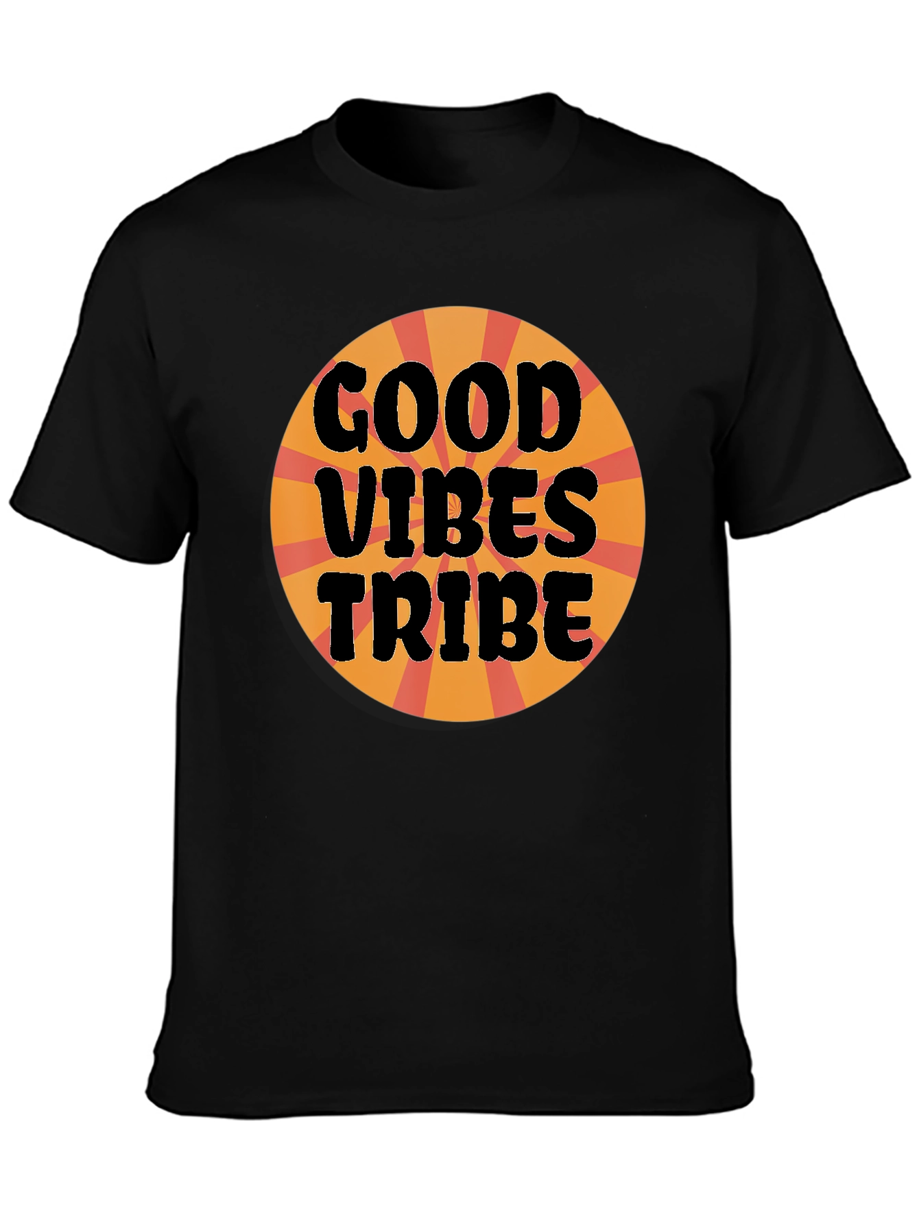Good Vibes Tribe Graphic Tee - Black Cotton T-Shirt
