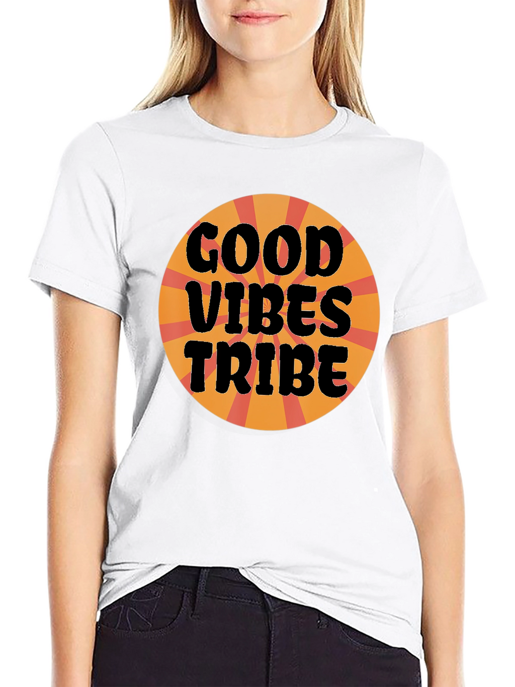 Good Vibes Tribe Graphic Tee - Black Cotton T-Shirt