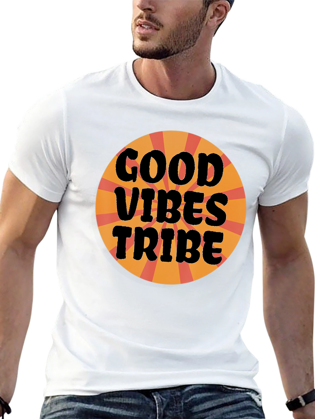 Good Vibes Tribe Graphic Tee - Black Cotton T-Shirt