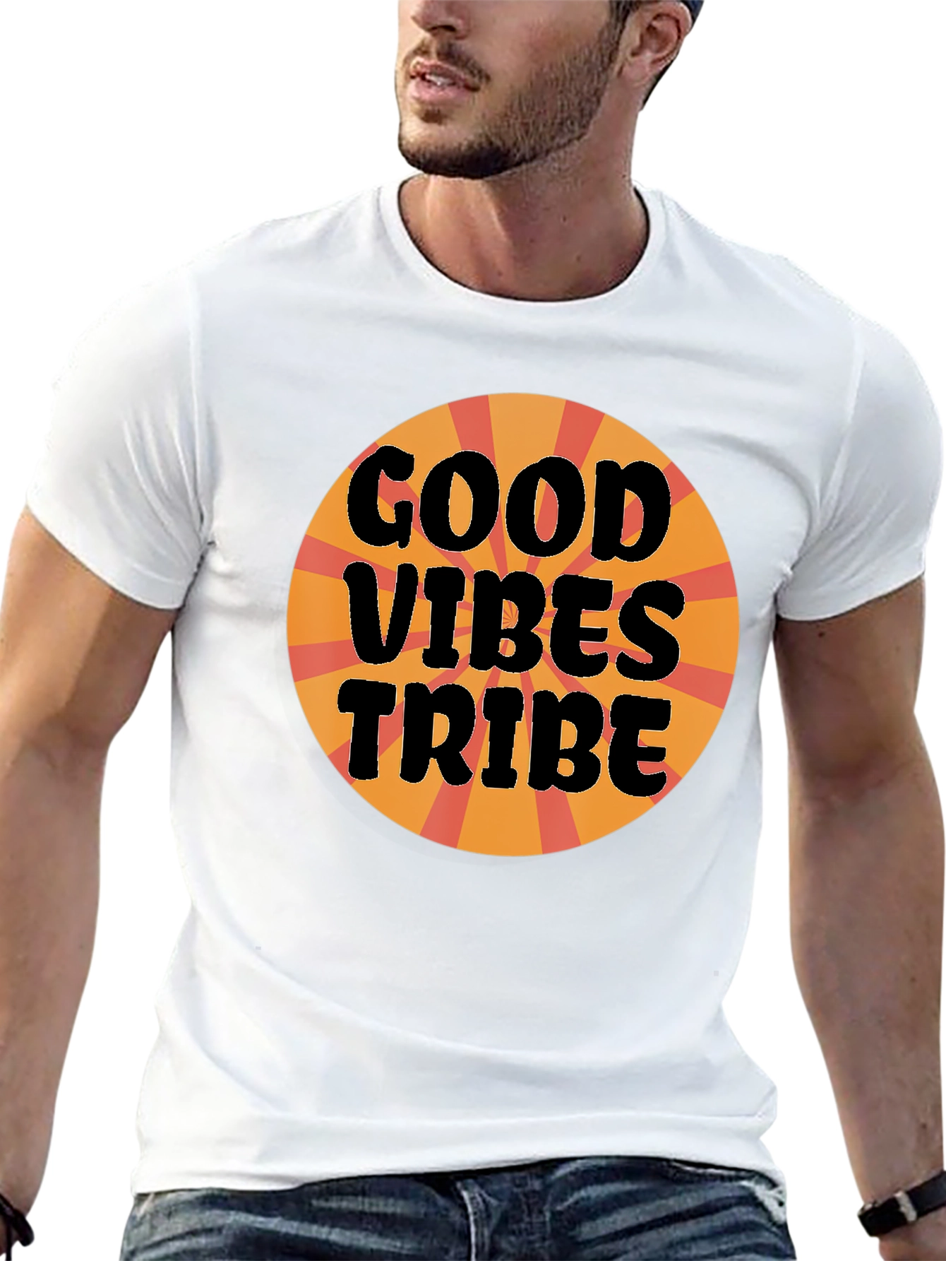 Good Vibes Tribe Graphic Tee - Black Cotton T-Shirt
