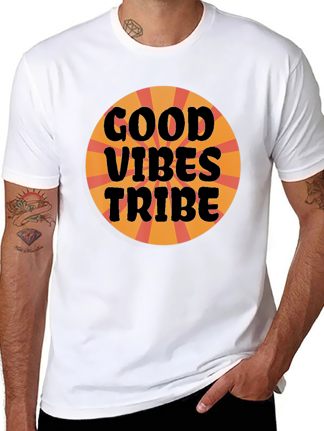 Good Vibes Tribe Graphic Tee - Black Cotton T-Shirt