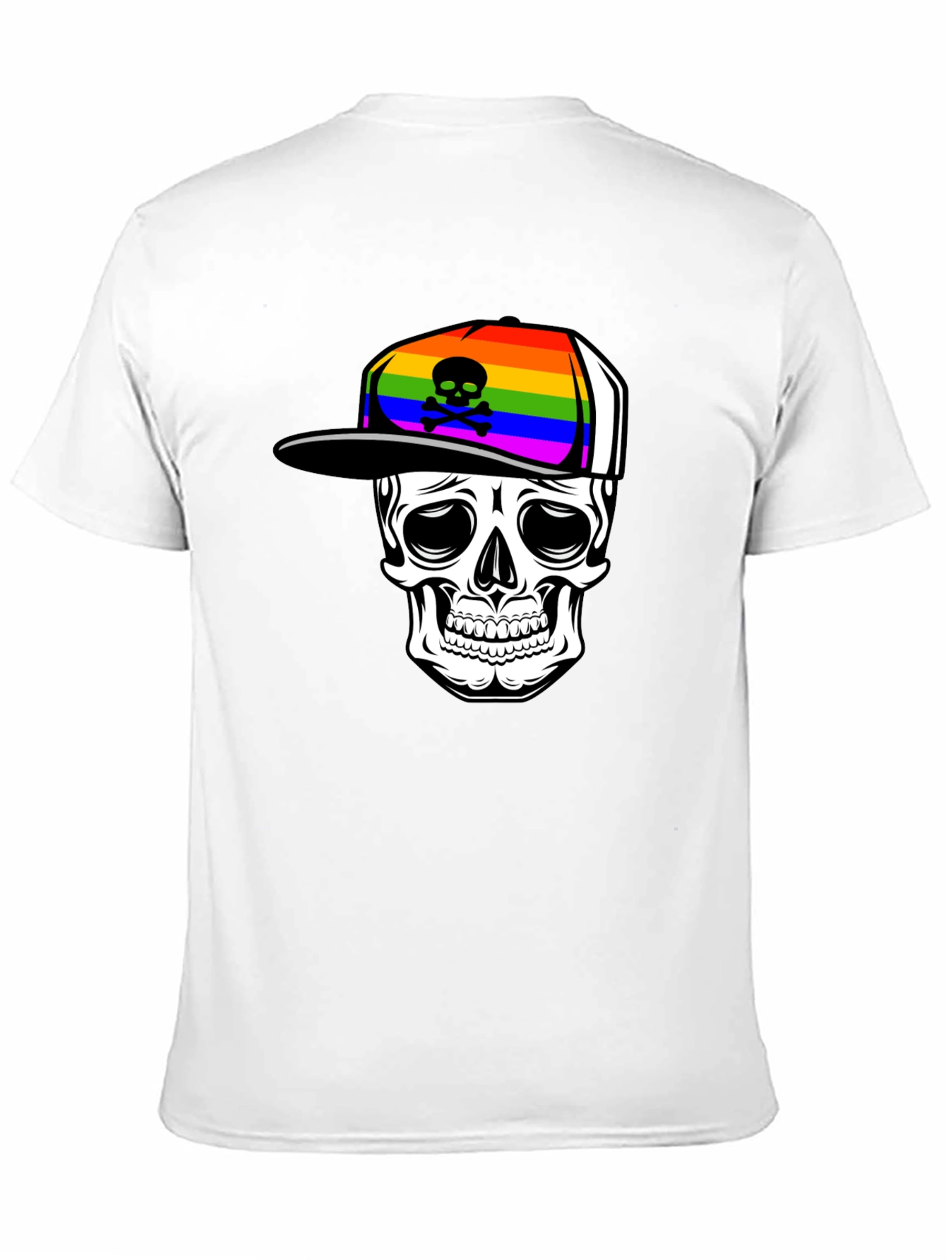 Skull in Rainbow Hat Graphic Tee