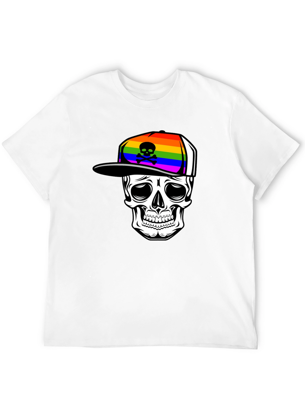 Skull in Rainbow Hat Graphic Tee
