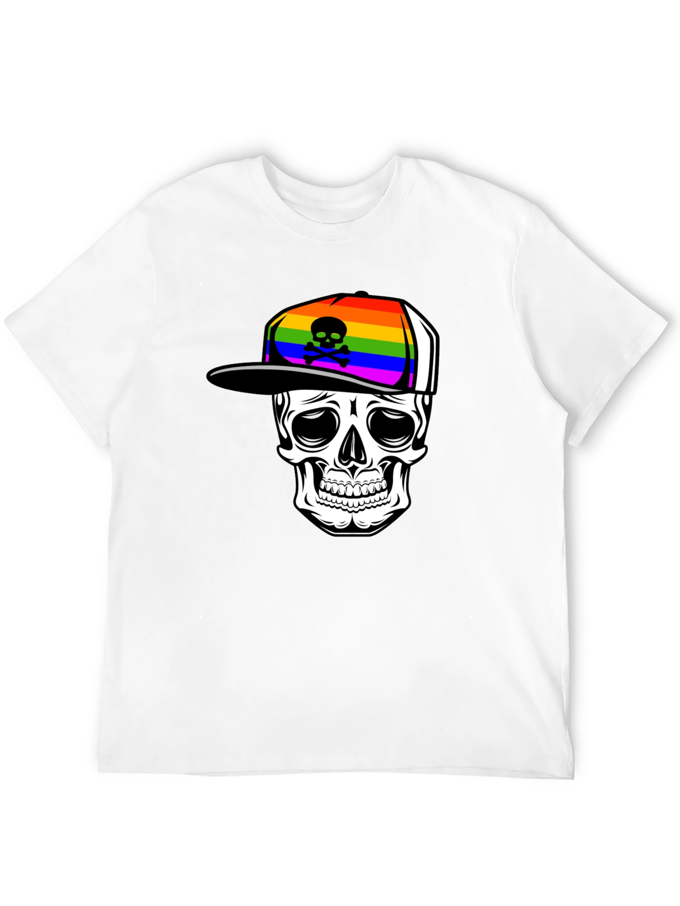Skull in Rainbow Hat Graphic Tee