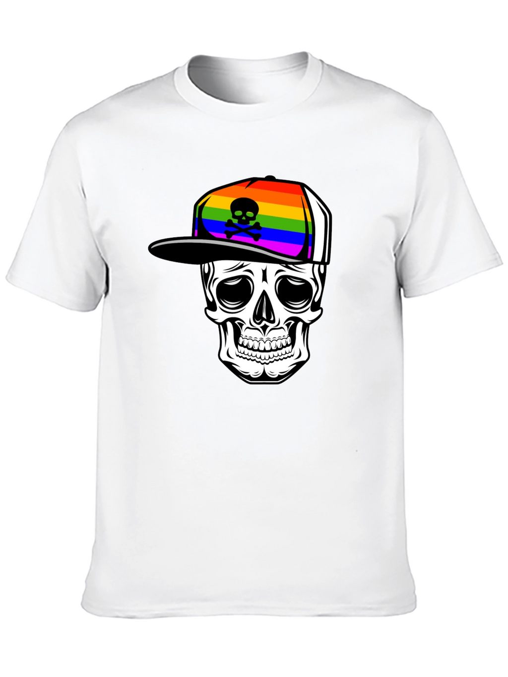 Skull in Rainbow Hat Graphic Tee