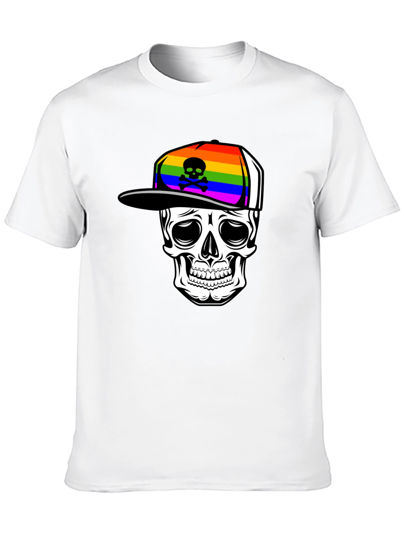 Skull in Rainbow Hat Graphic Tee