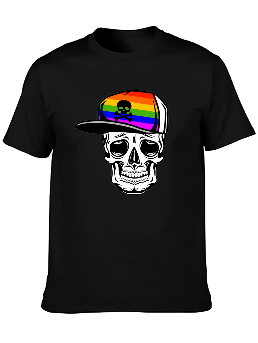 Skull in Rainbow Hat Graphic Tee