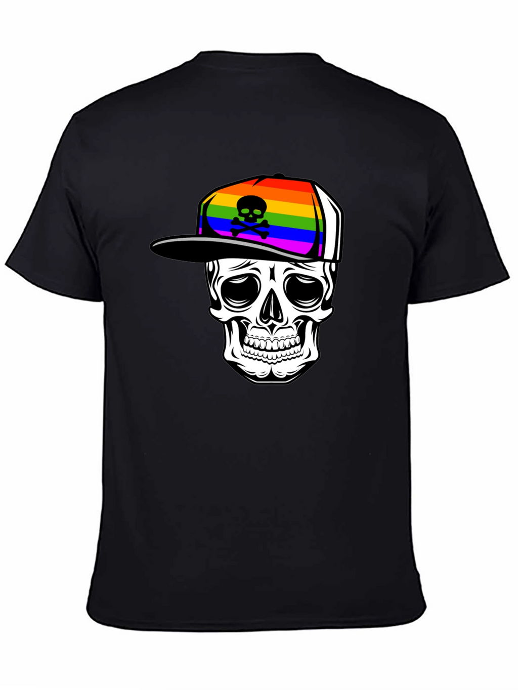 Skull in Rainbow Hat Graphic Tee