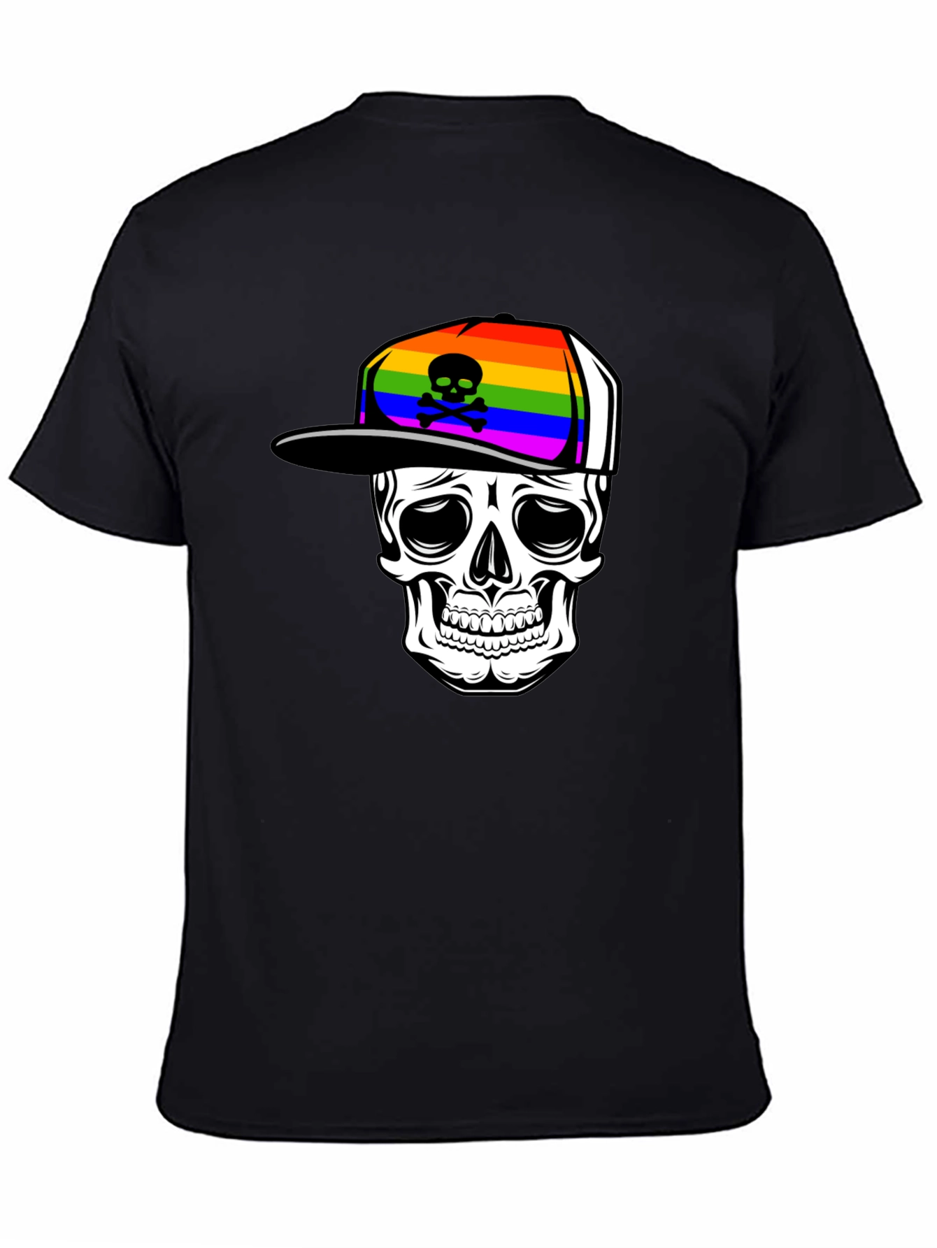 Skull in Rainbow Hat Graphic Tee