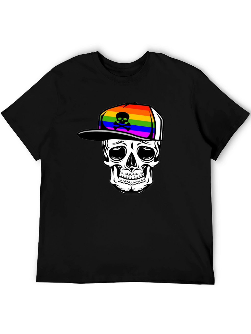 Skull in Rainbow Hat Graphic Tee