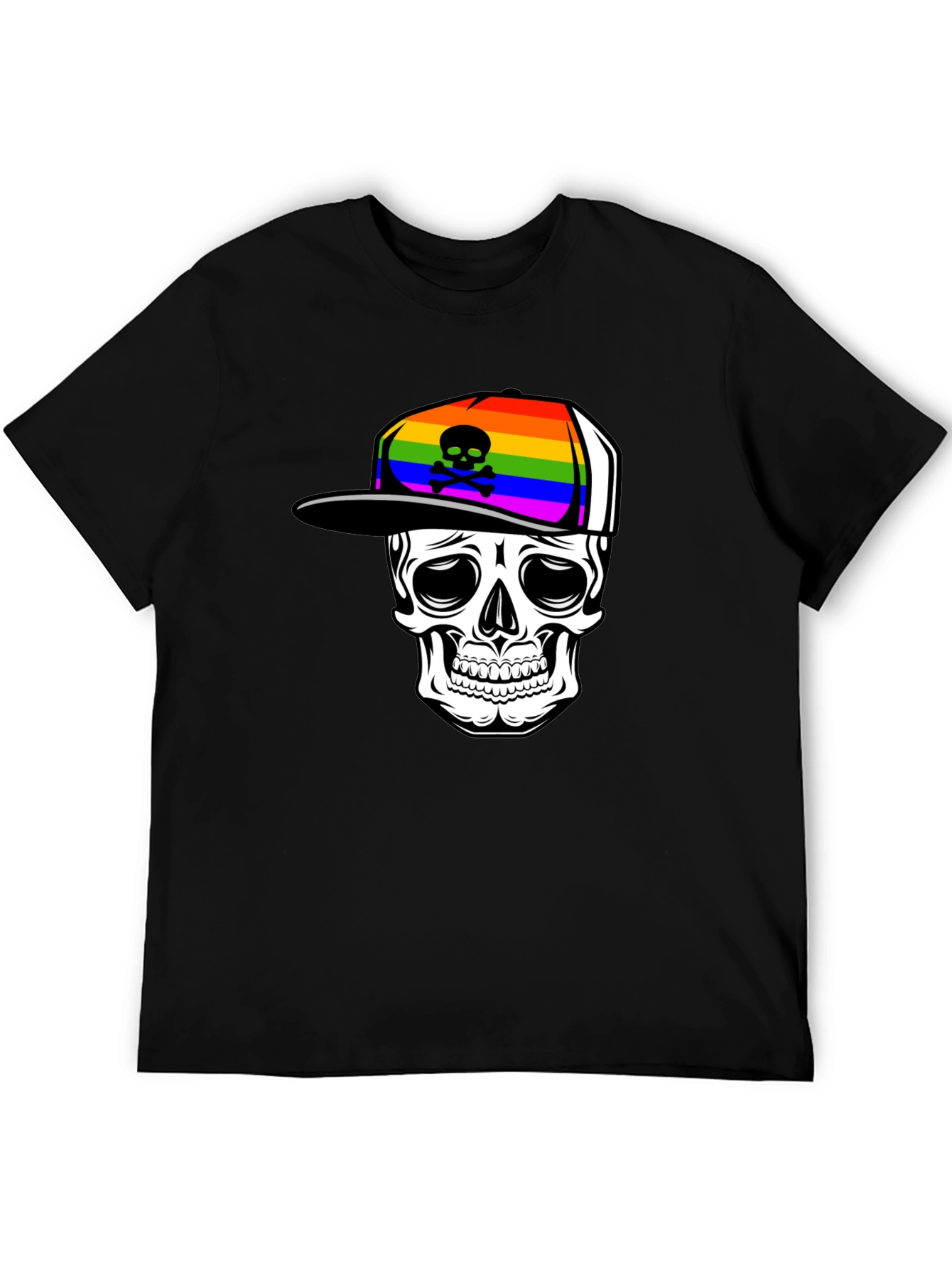 Skull in Rainbow Hat Graphic Tee