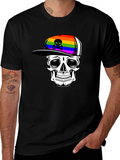 Skull in Rainbow Hat Graphic Tee