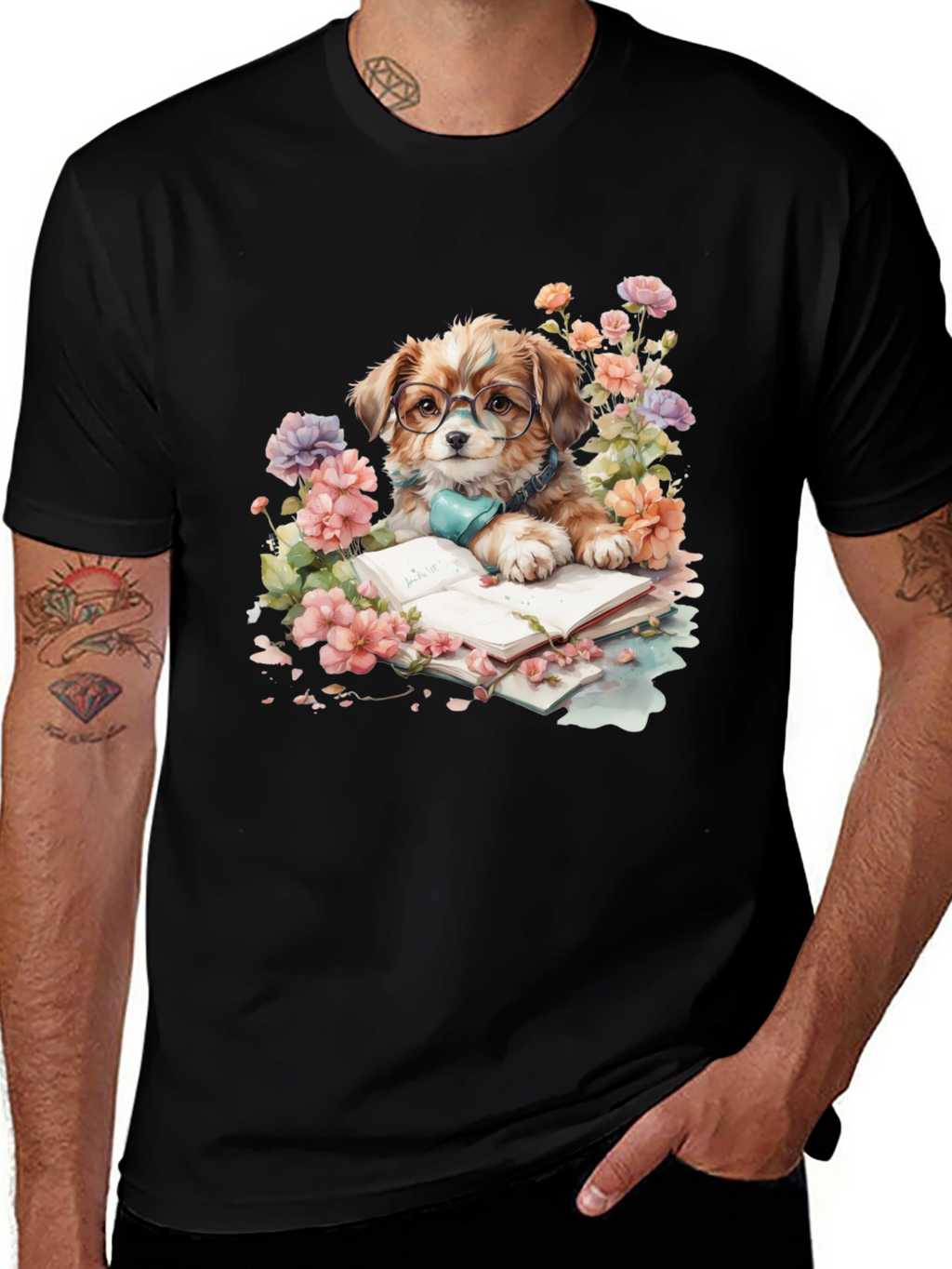 Dog Lover T-Shirt: Bookish Pup with Glasses