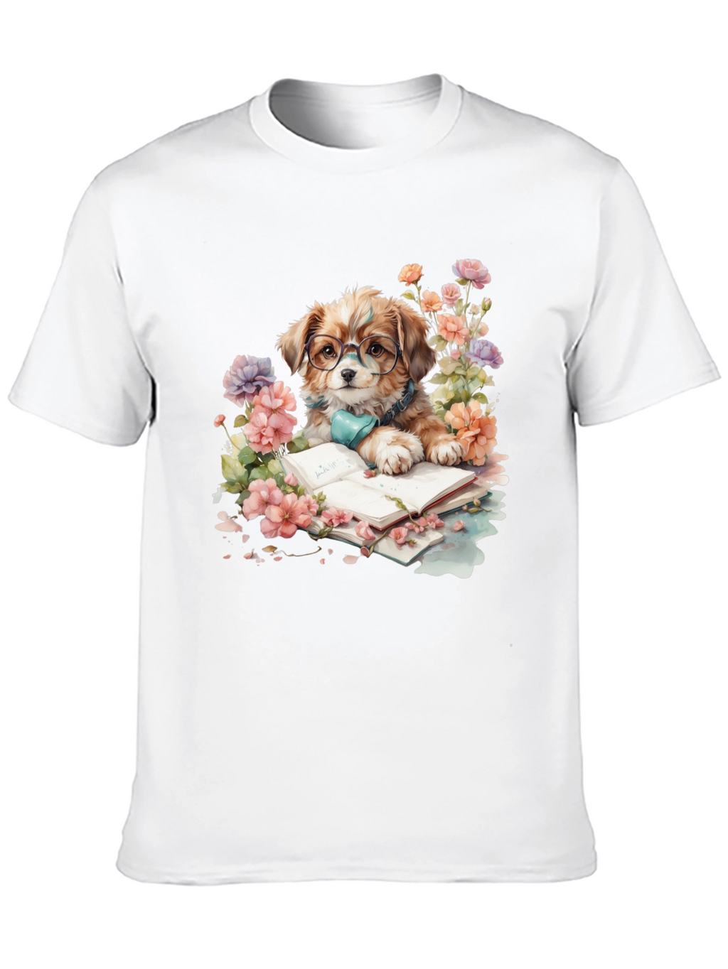 Dog Lover T-Shirt: Bookish Pup with Glasses