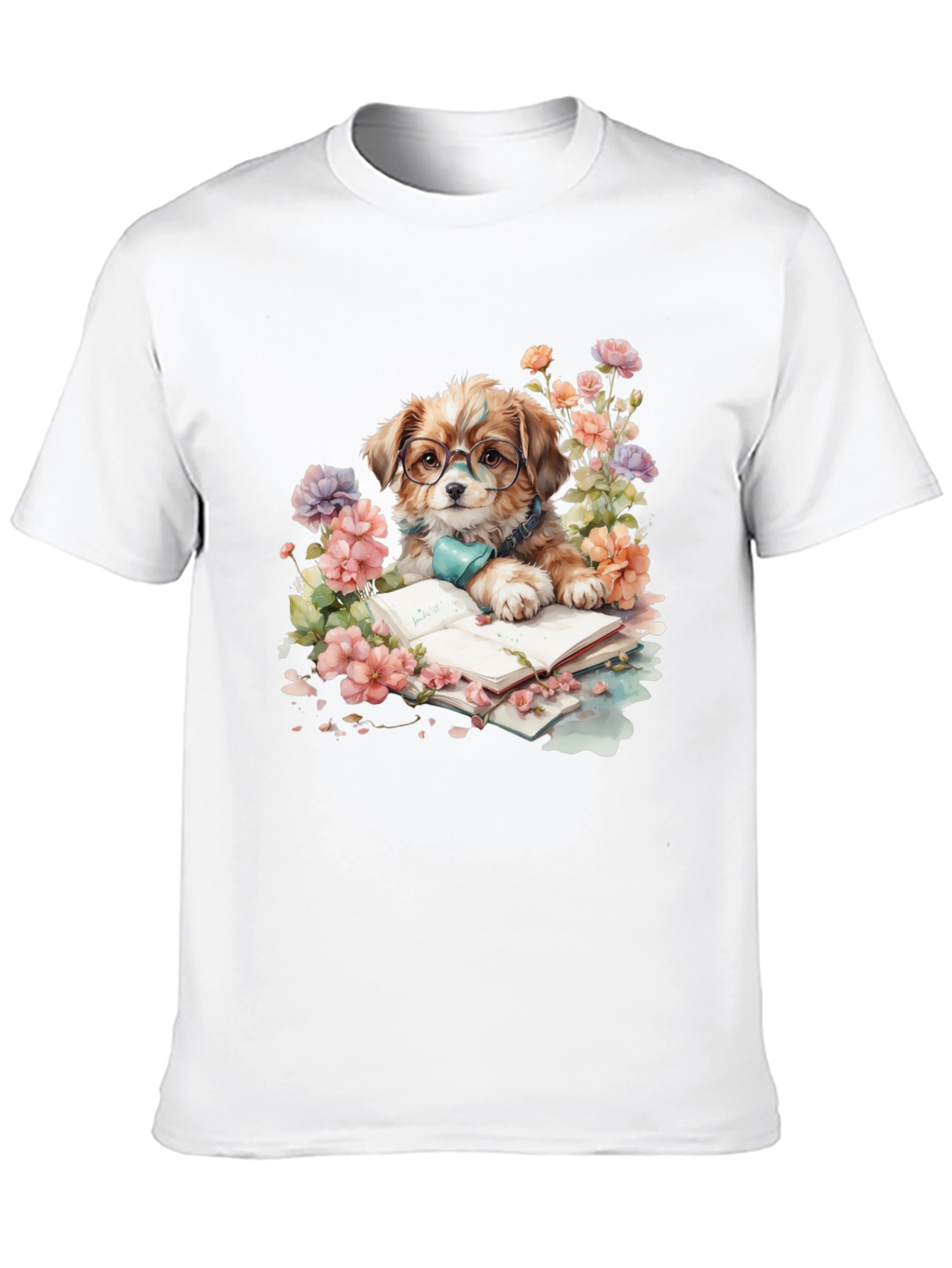 Dog Lover T-Shirt: Bookish Pup with Glasses