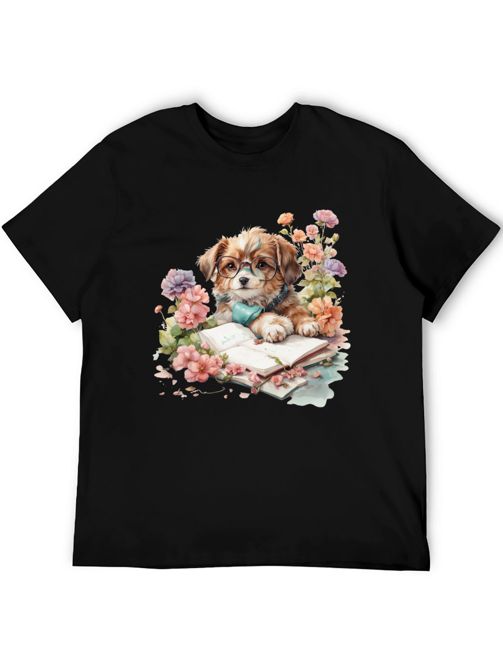 Dog Lover T-Shirt: Bookish Pup with Glasses