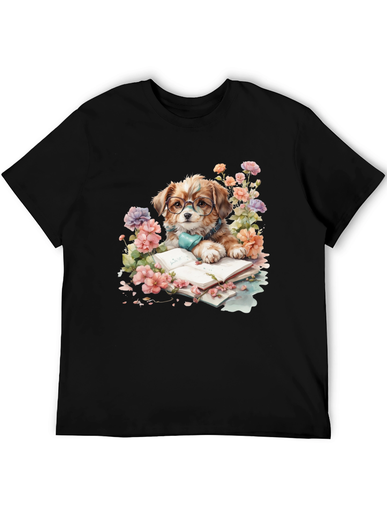 Dog Lover T-Shirt: Bookish Pup with Glasses