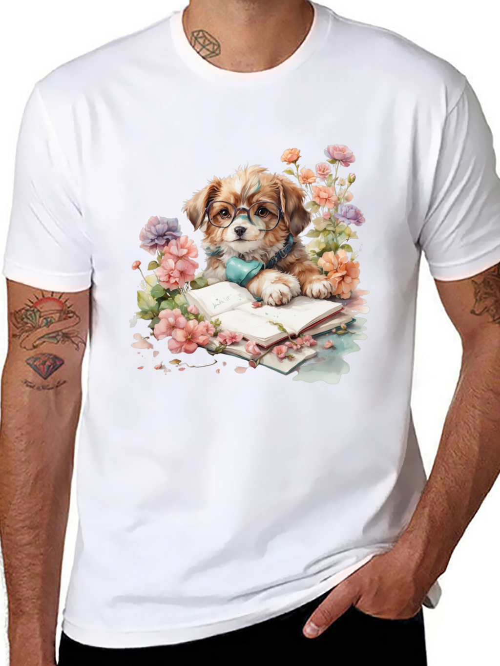 Dog Lover T-Shirt: Bookish Pup with Glasses