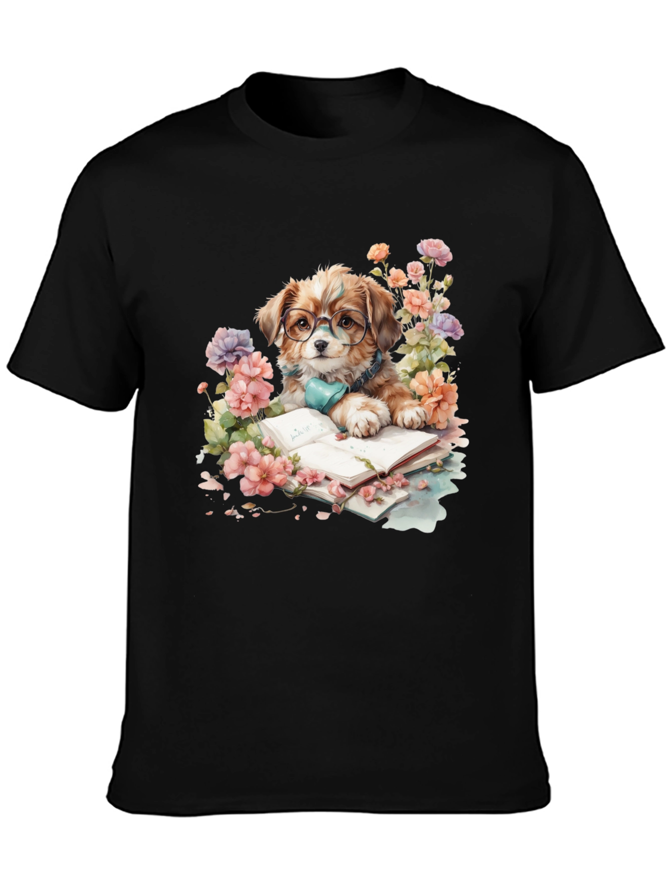 Dog Lover T-Shirt: Bookish Pup with Glasses