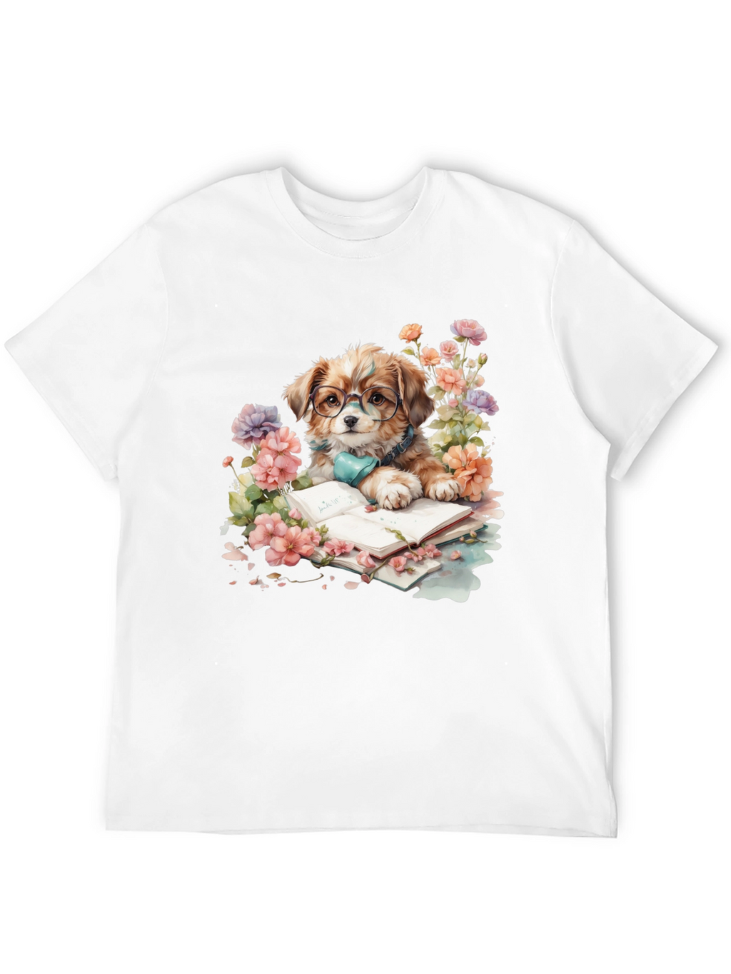 Dog Lover T-Shirt: Bookish Pup with Glasses