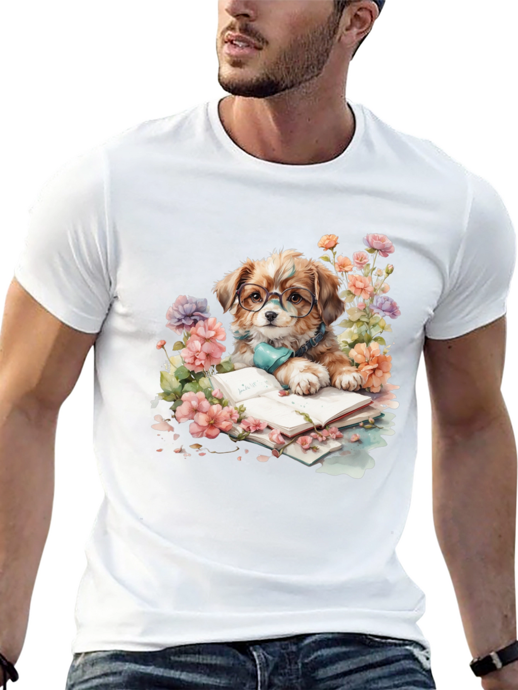 Dog Lover T-Shirt: Bookish Pup with Glasses
